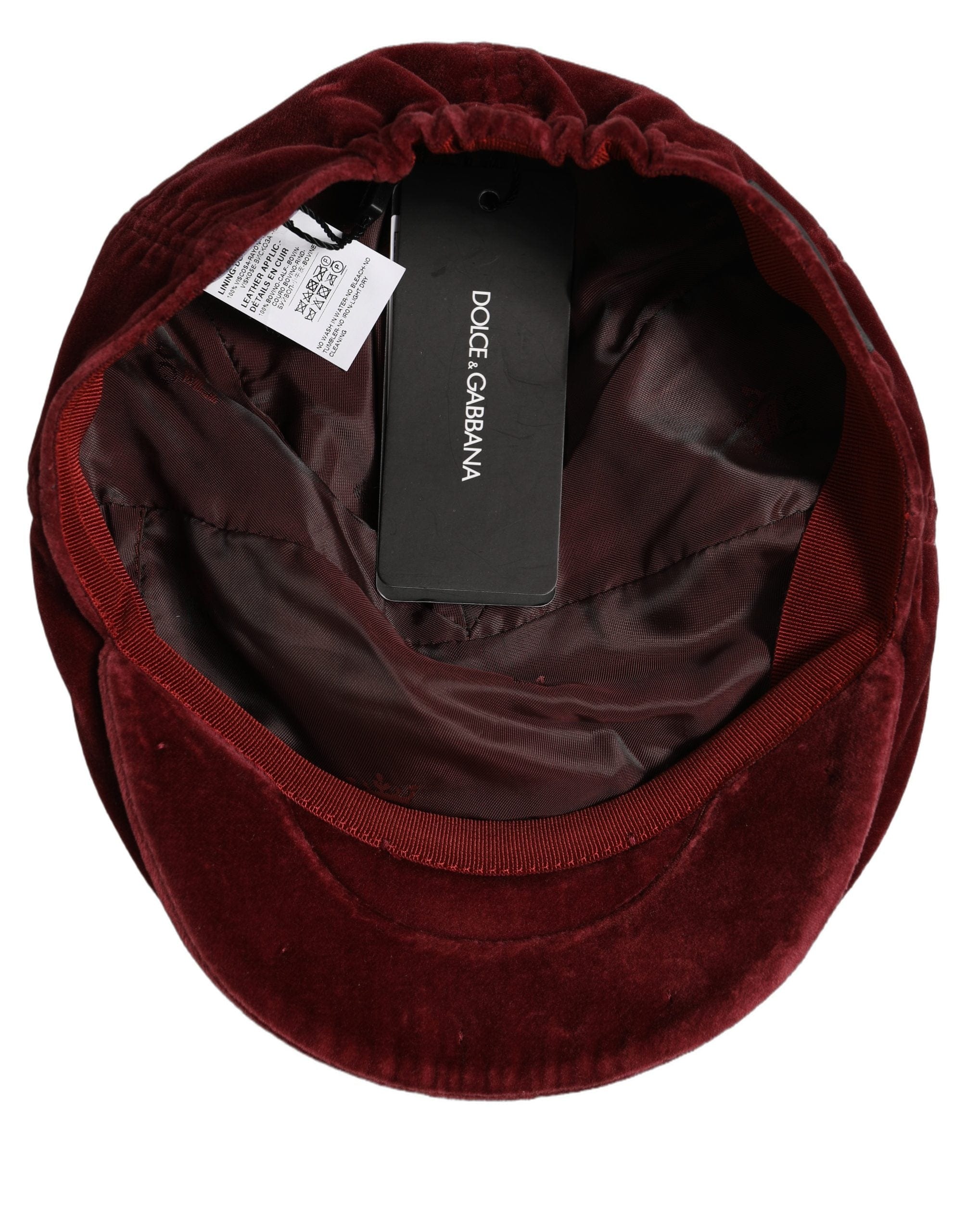 Dolce & Gabbana Men Dark Red Cotton Newsboy Capello Cabbie Men's Hat
