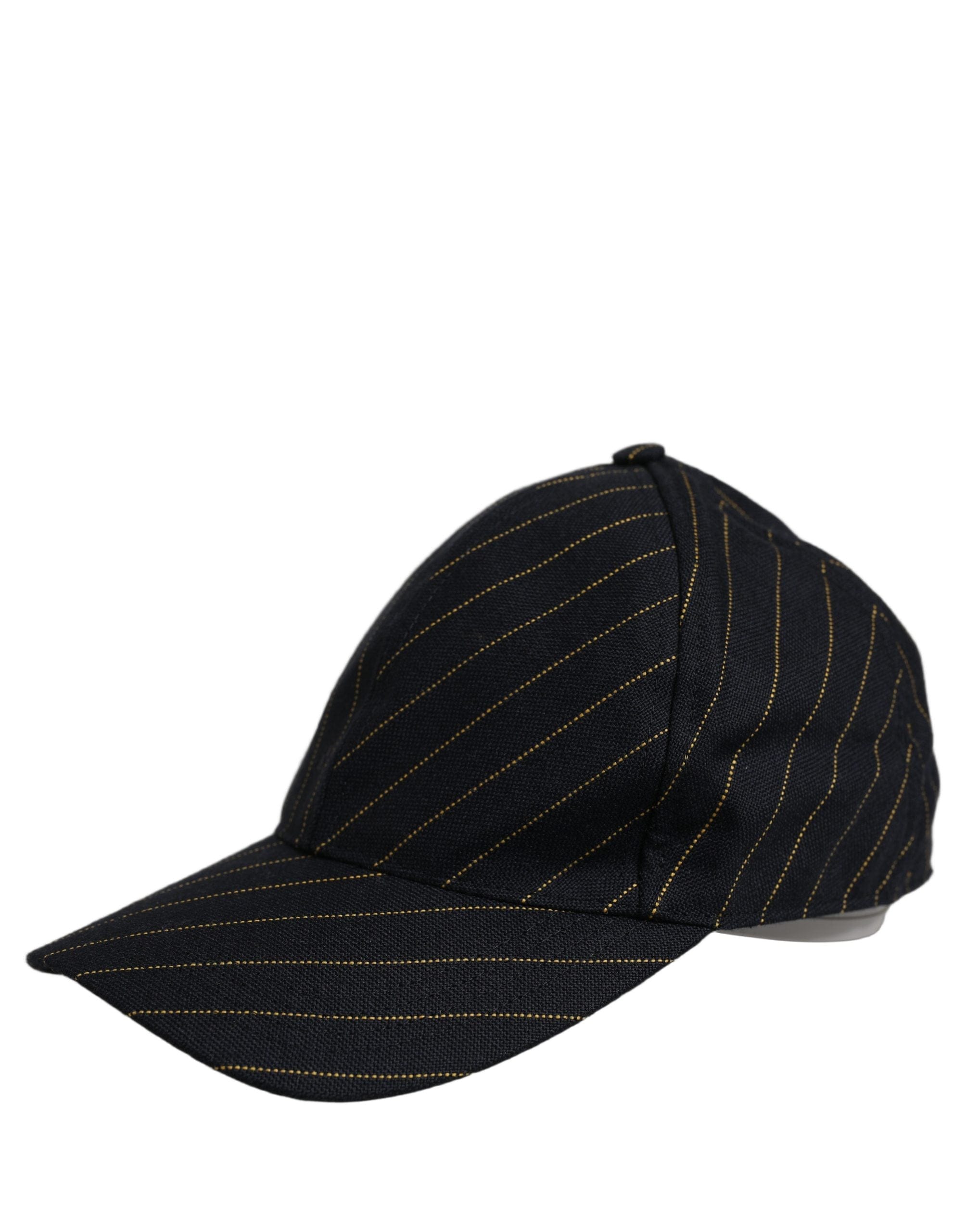 Dolce & Gabbana Black Gold Pinstriped Cotton Baseball Cap Men's Hat
