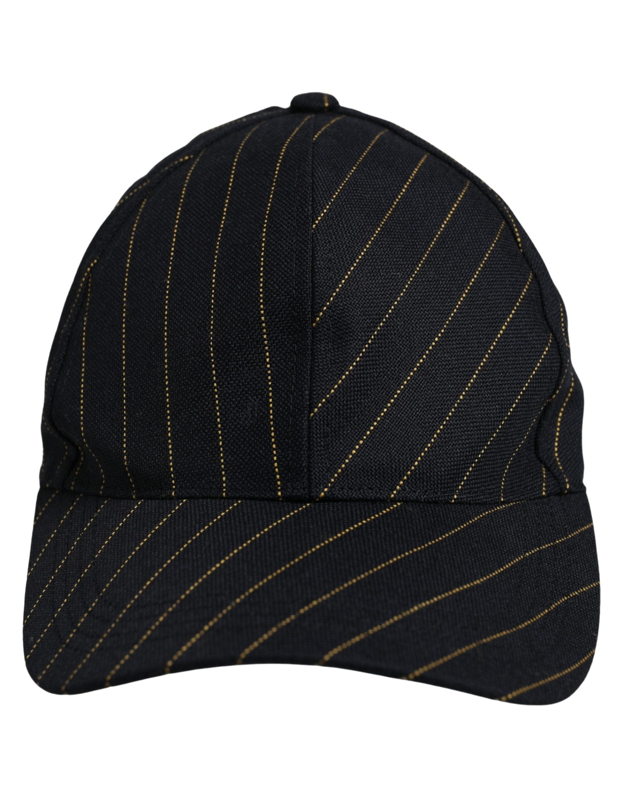 Dolce & Gabbana Black Gold Pinstriped Cotton Baseball Cap Men's Hat