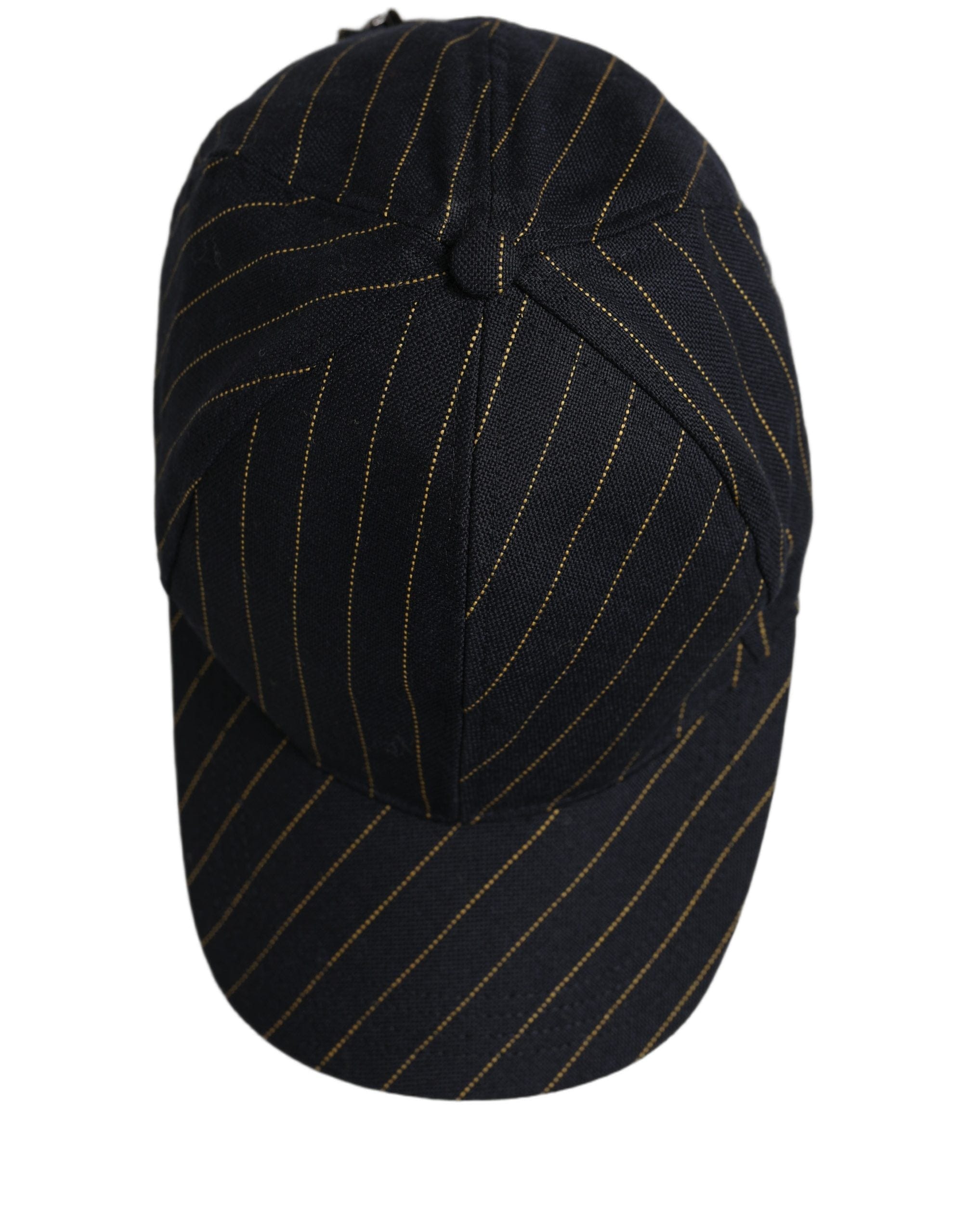Dolce & Gabbana Black Gold Pinstriped Cotton Baseball Cap Men's Hat