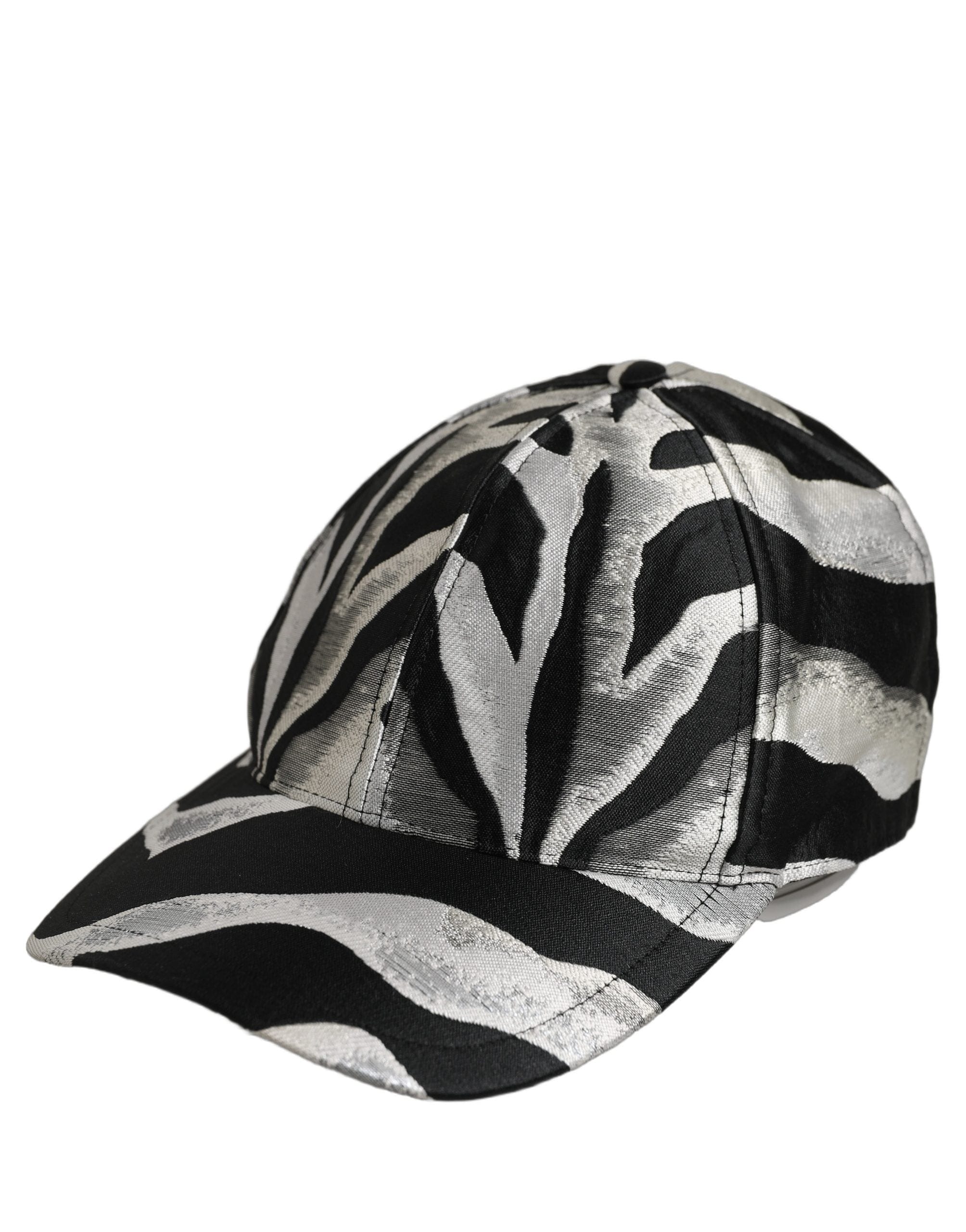 Dolce & Gabbana Men Black Silver Zebra Pattern Baseball Cap Men's Hat