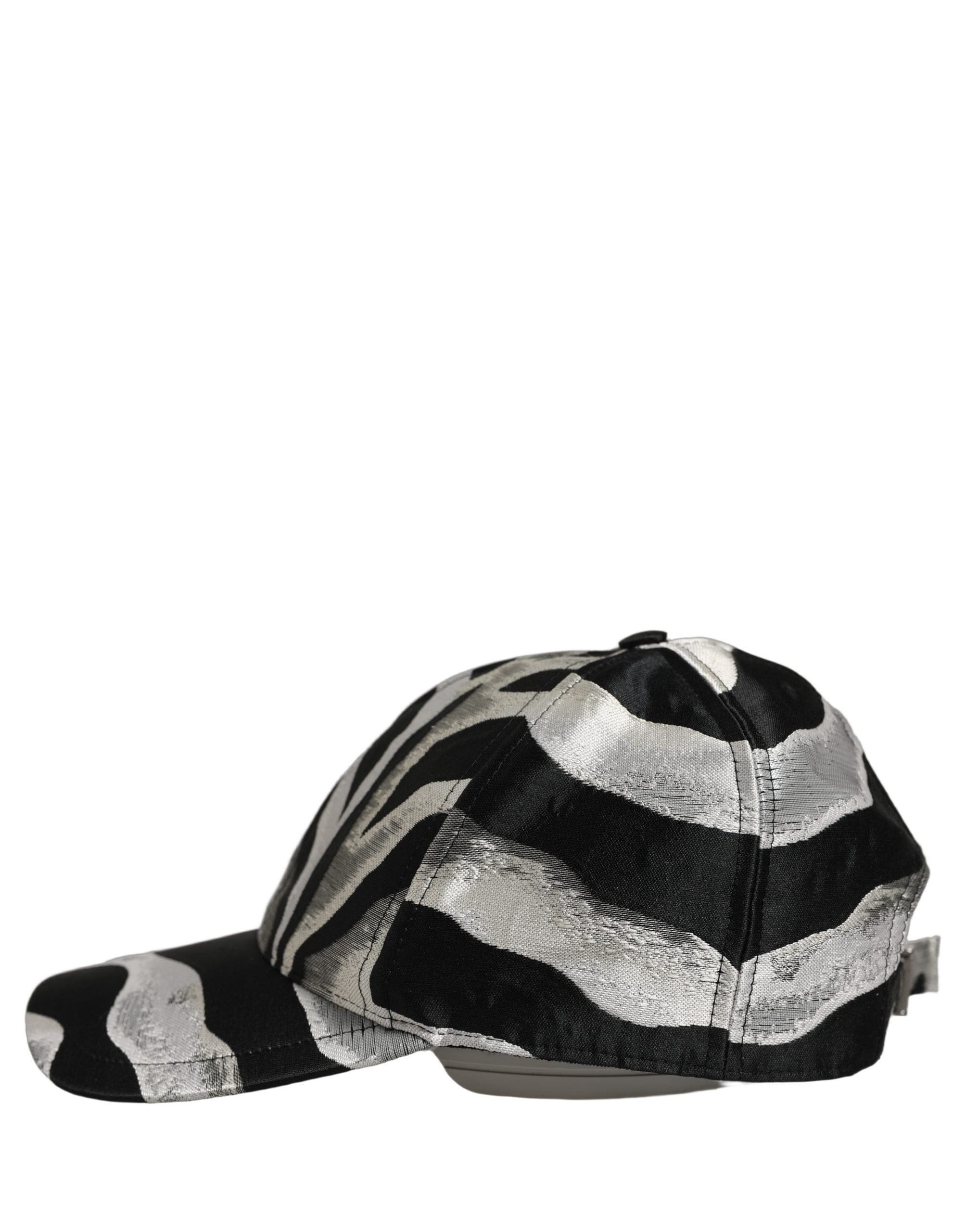 Dolce & Gabbana Men Black Silver Zebra Pattern Baseball Cap Men's Hat