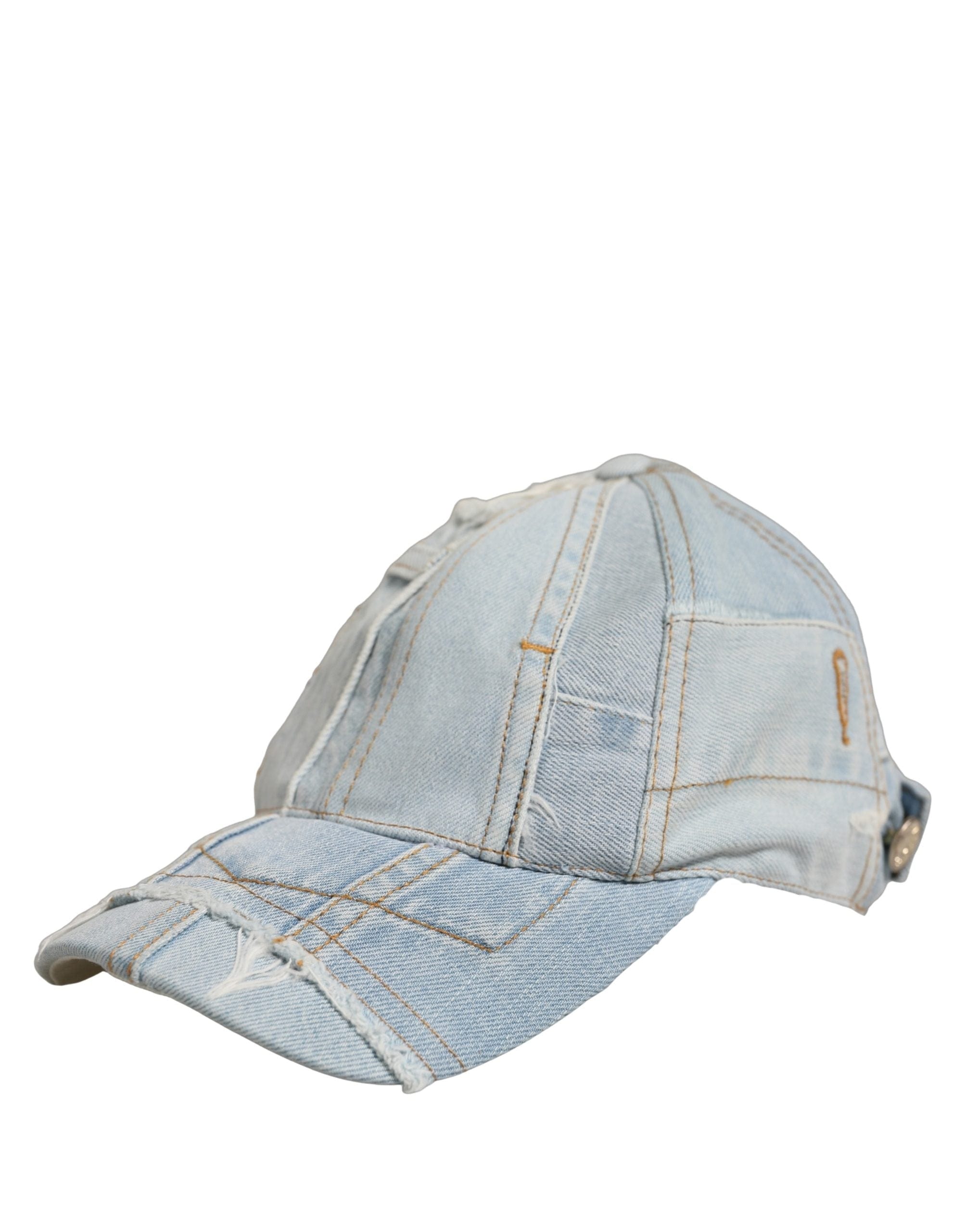 Dolce & Gabbana Men Blue Patchwork Cotton Denim Baseball Cap Men's Hat