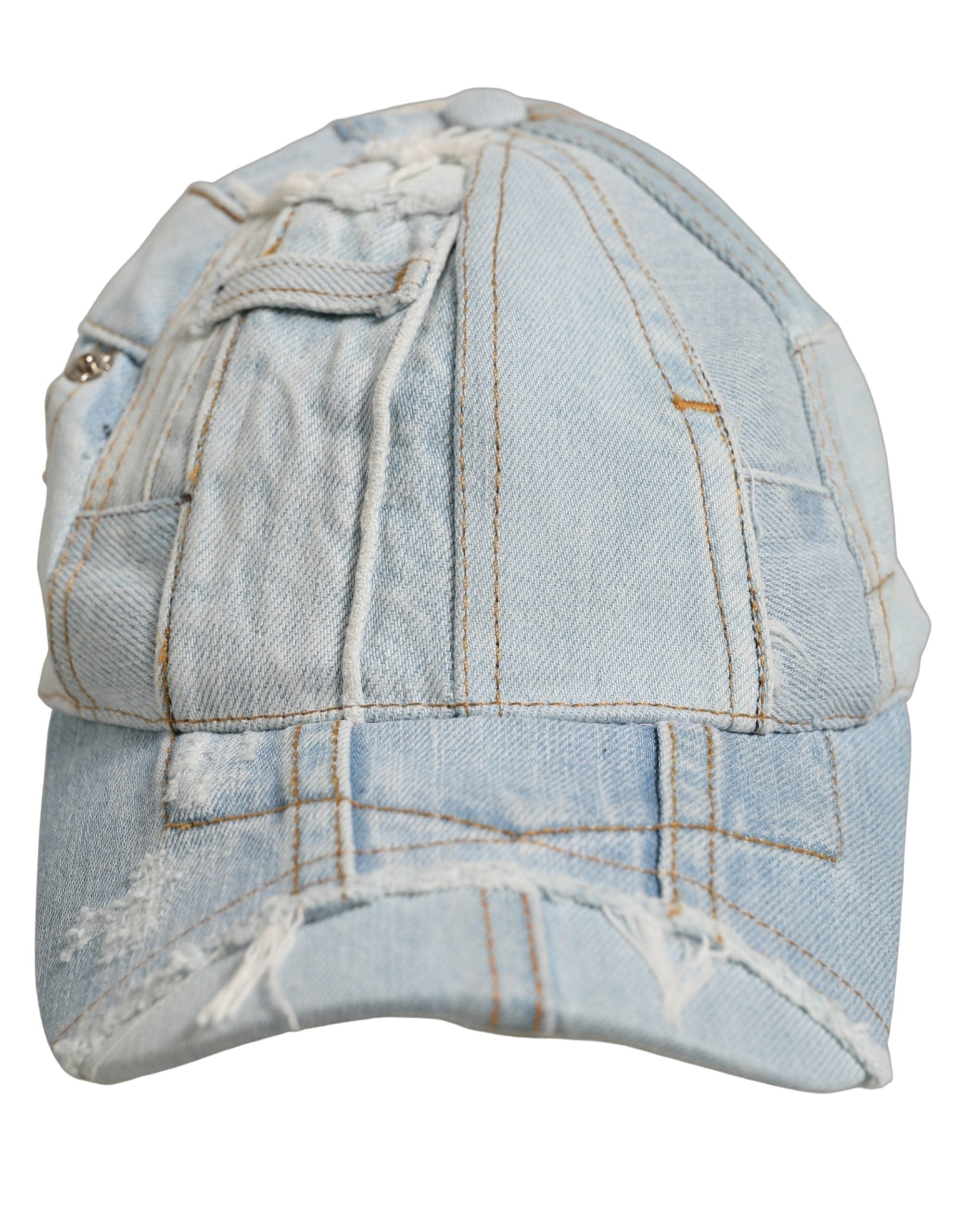 Dolce & Gabbana Men Blue Patchwork Cotton Denim Baseball Cap Men's Hat