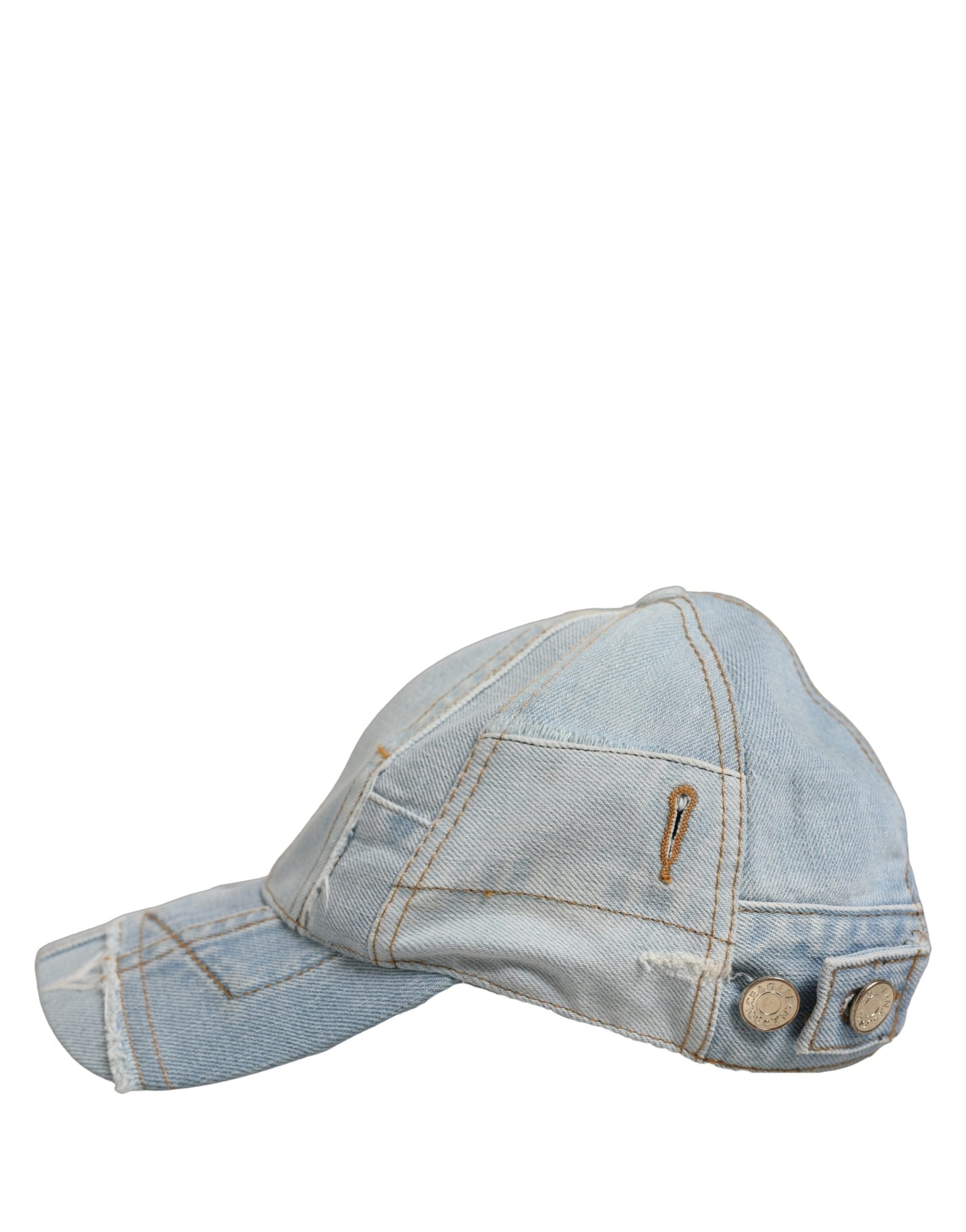 Dolce & Gabbana Men Blue Patchwork Cotton Denim Baseball Cap Men's Hat