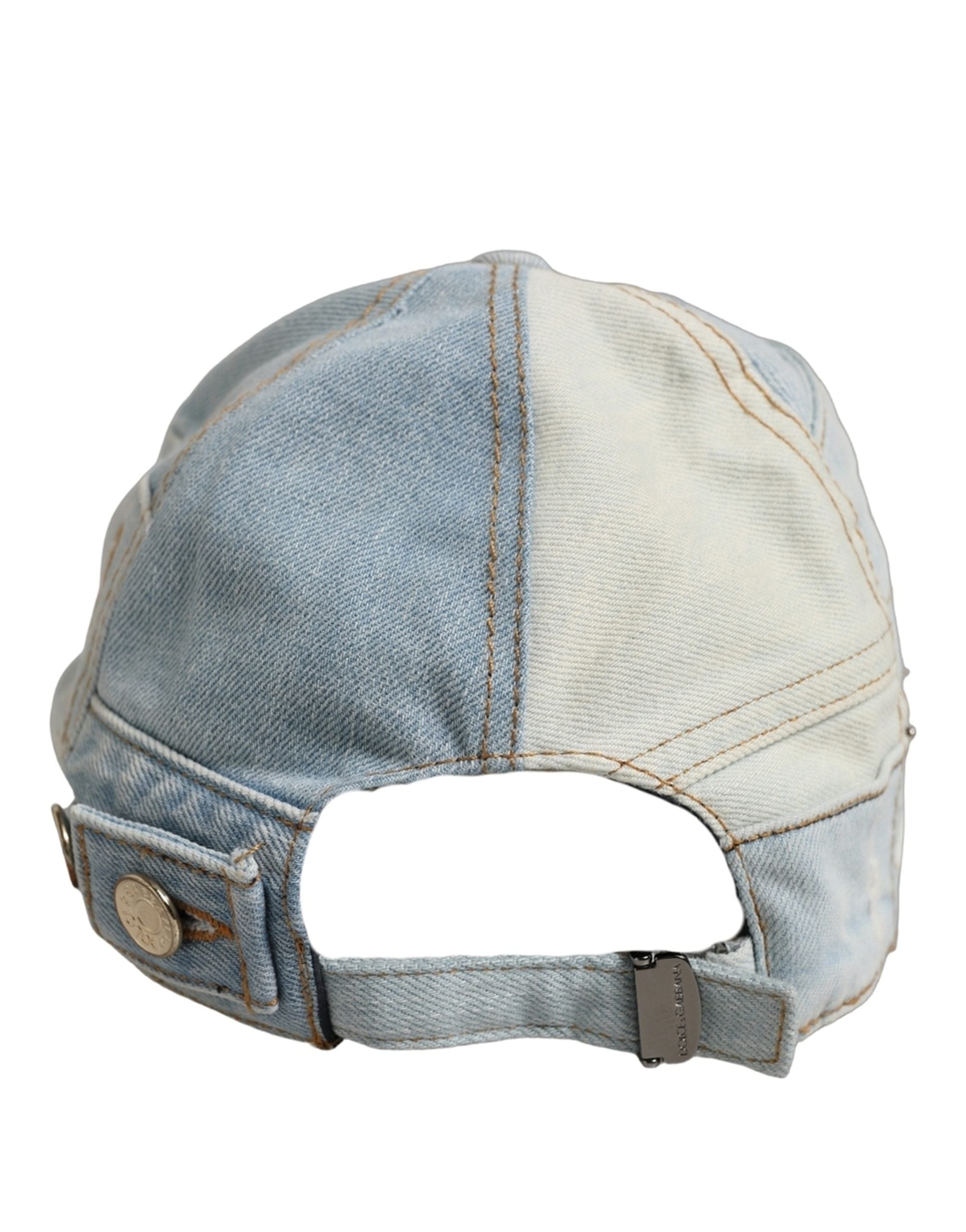 Dolce & Gabbana Men Blue Patchwork Cotton Denim Baseball Cap Men's Hat