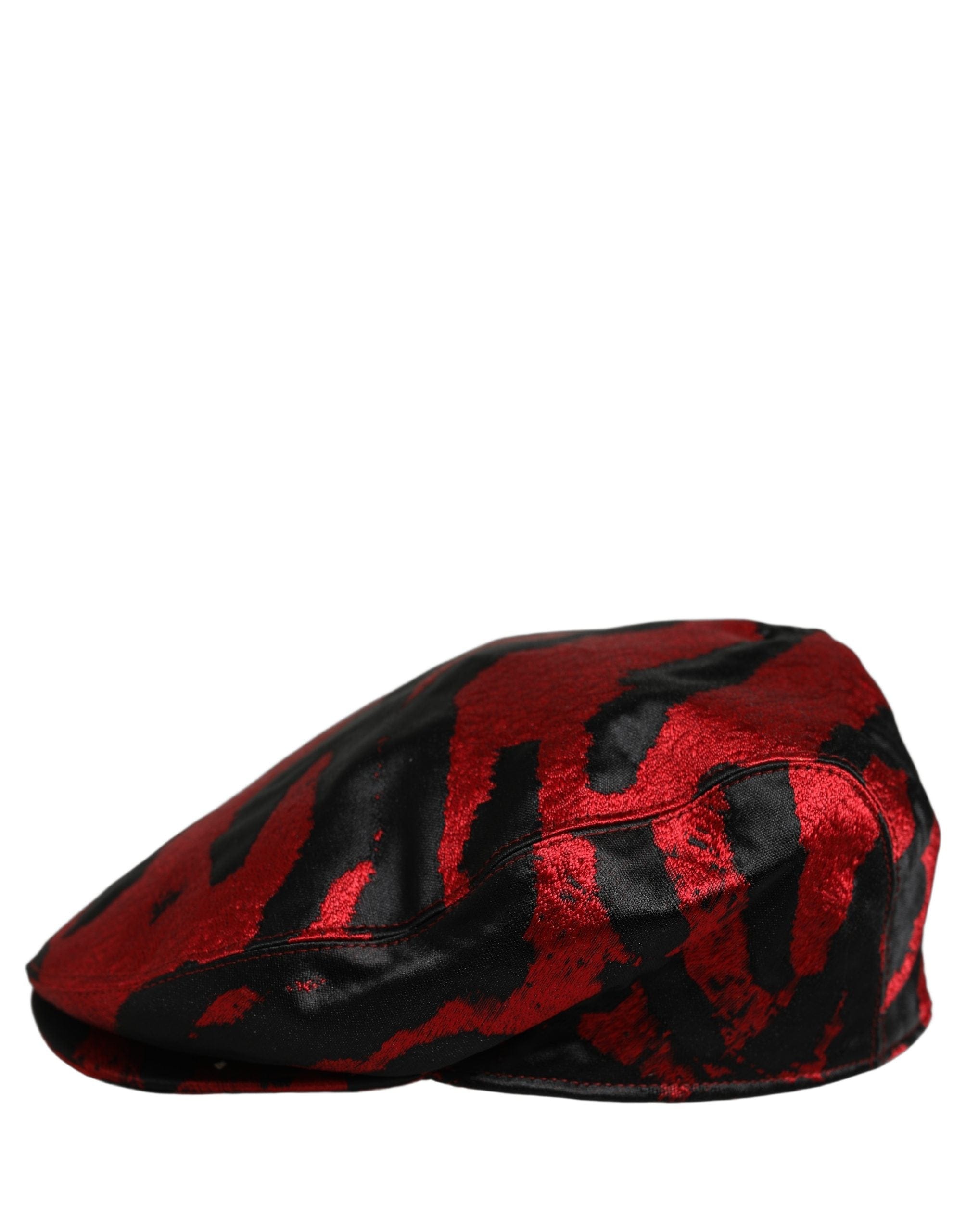 Dolce & Gabbana Men Red Black Stripe Cotton Newsboy Capello Men's Hat