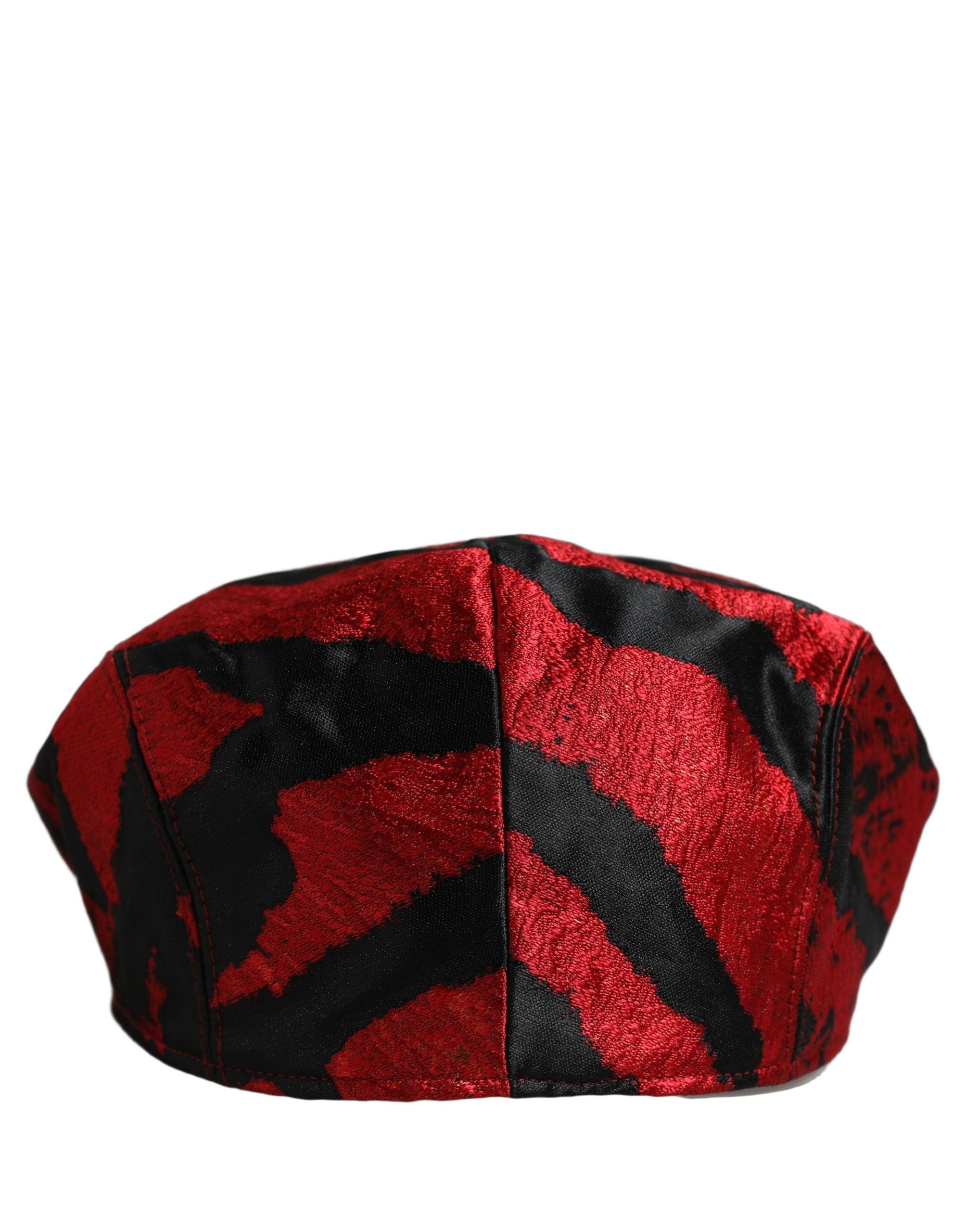 Dolce & Gabbana Men Red Black Stripe Cotton Newsboy Capello Men's Hat