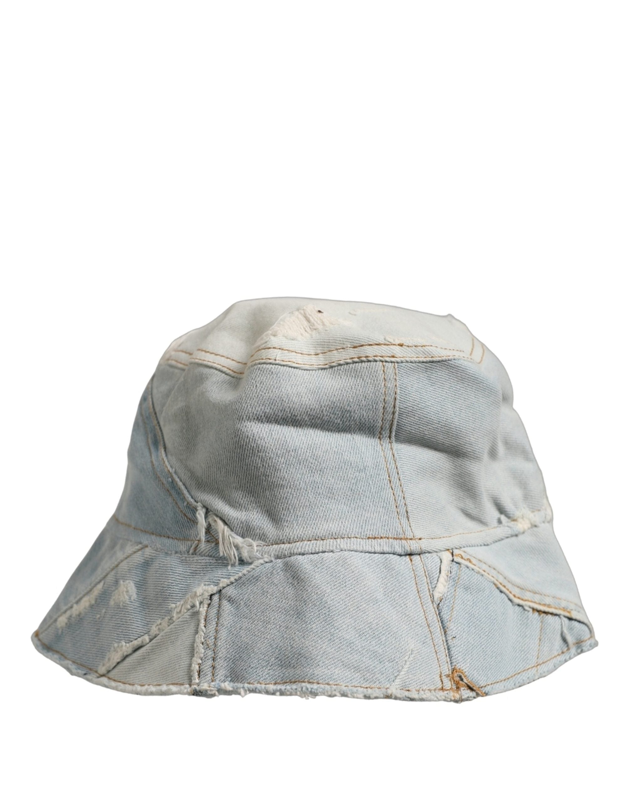 Dolce & Gabbana Men Blue Patchwork Cotton Denim Bucket Cap Men's Hat