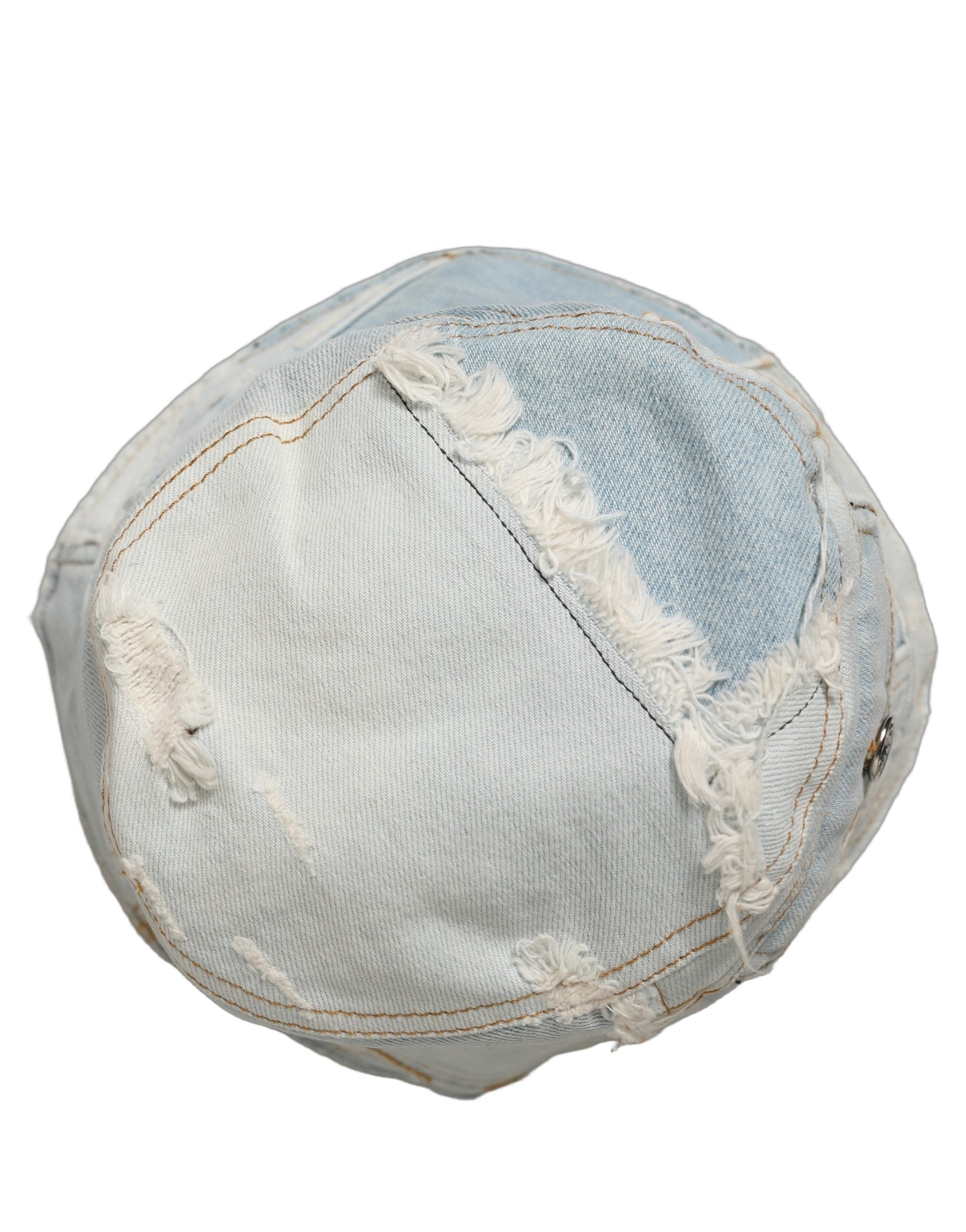 Dolce & Gabbana Men Blue Patchwork Cotton Denim Bucket Cap Men's Hat