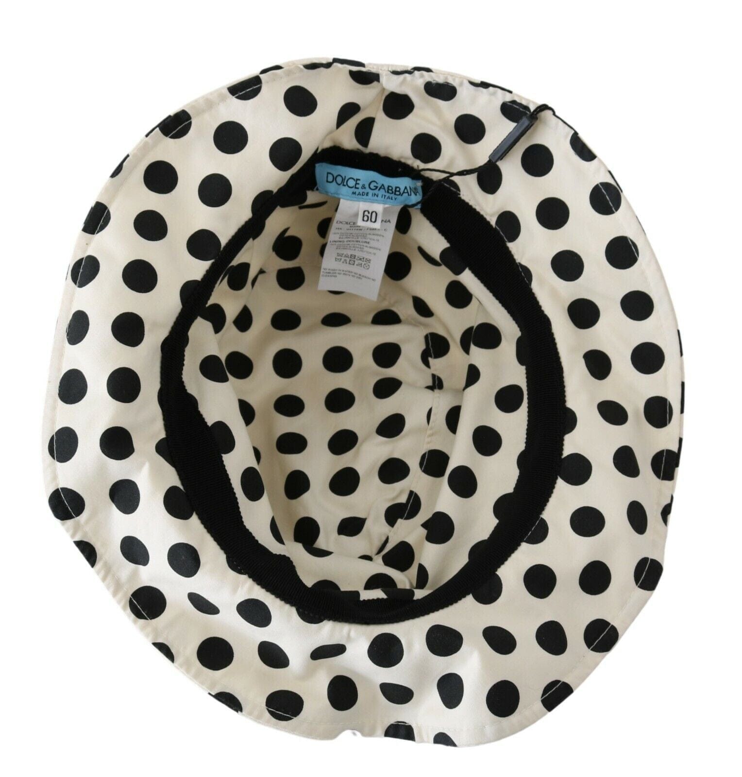 Dolce & Gabbana White 100% Cotton Polka Dot Design Trilby Women's Hat