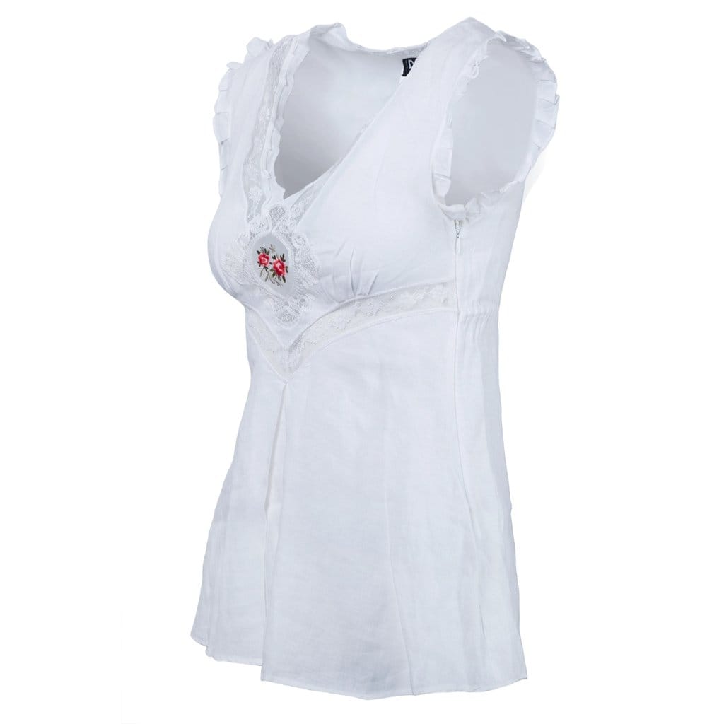 Dolce & Gabbana Floral Lace Top with Ruffled Cap Sleeves - '10s