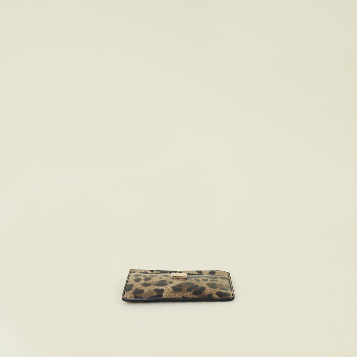 Dolce & Gabbana Bicolor Leopard Print Logo Plaque Medium Zip Card Holder