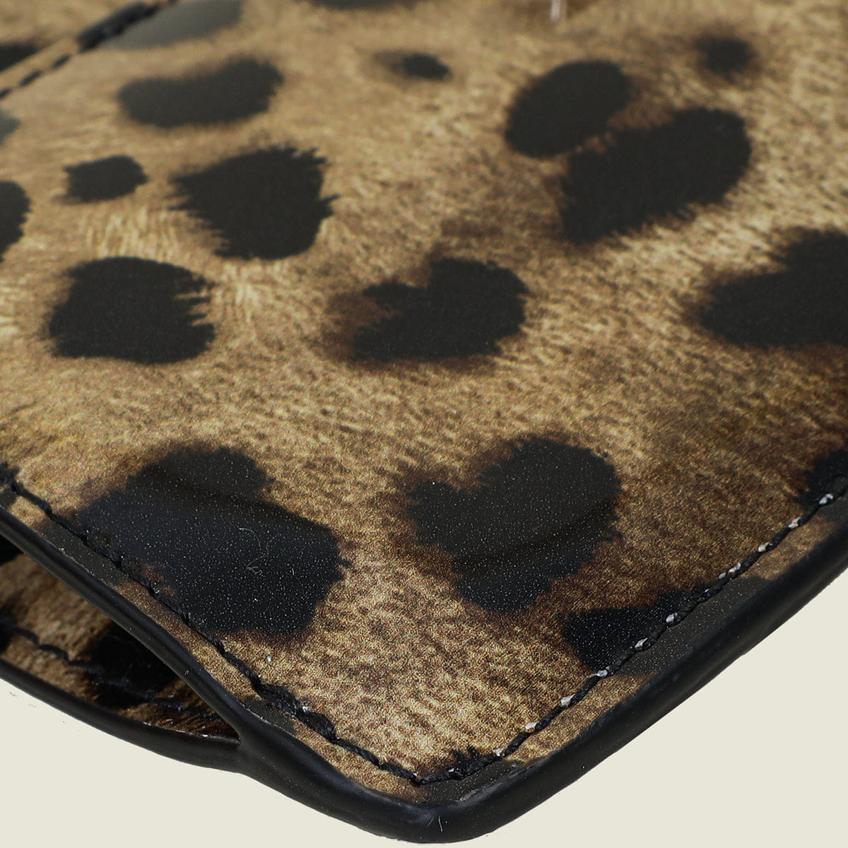 Dolce & Gabbana Bicolor Leopard Print Logo Plaque Medium Zip Card Holder