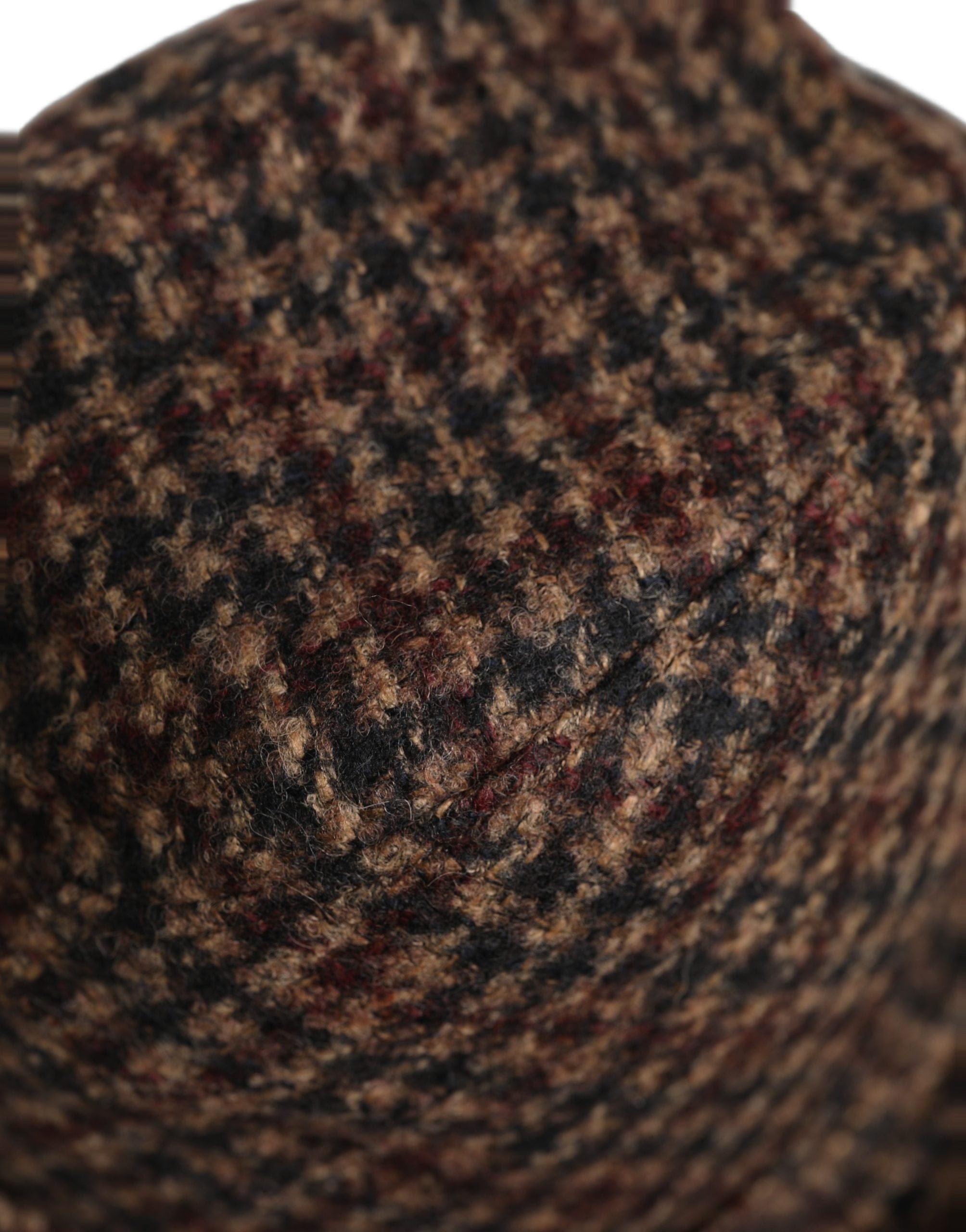 Dolce & Gabbana Brown Checkered Wool Tweed Fedora Capello Women's Hats