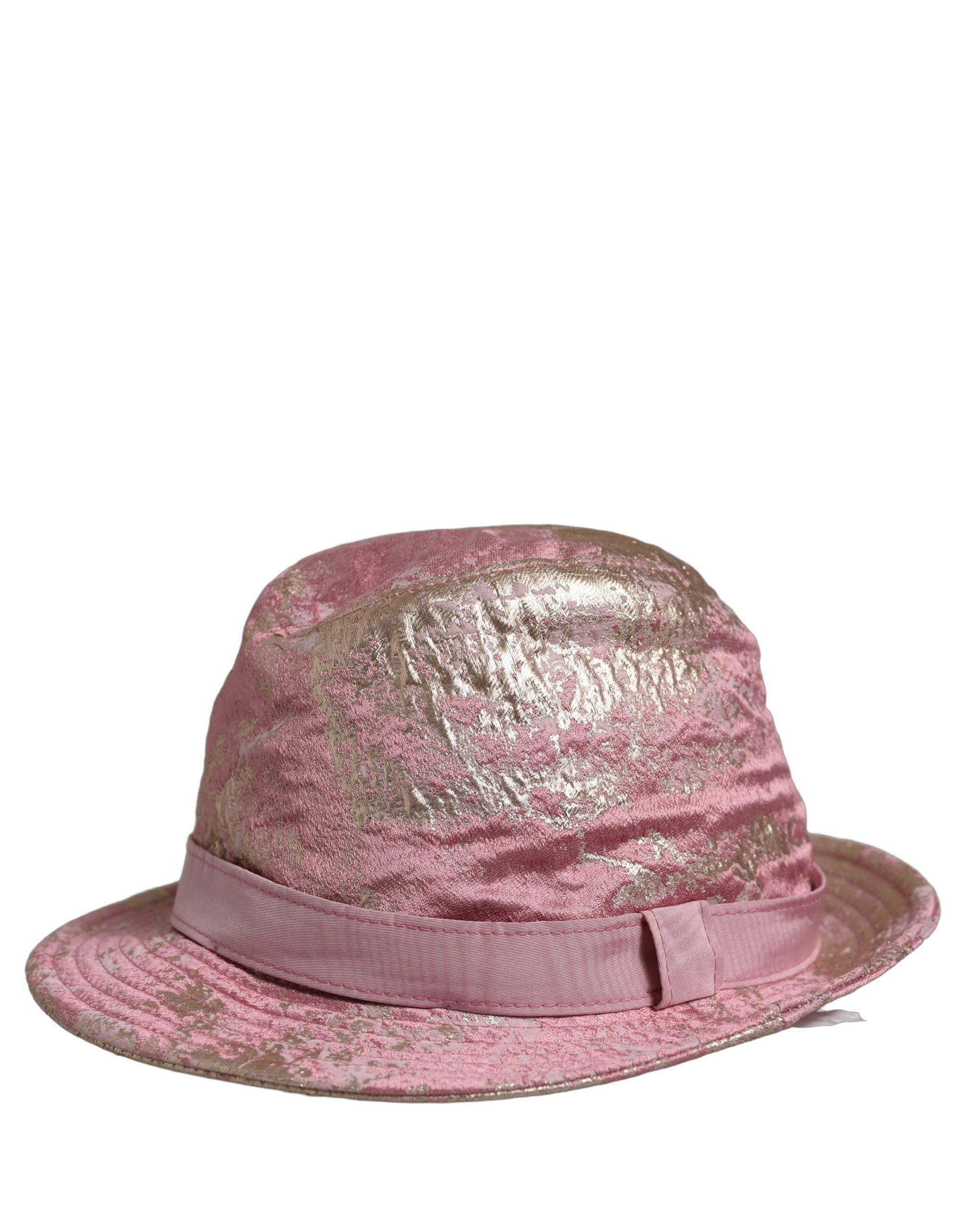 Dolce & Gabbana Pink Metallic Jacquard Pattern Bucket Capello Women's Hat
