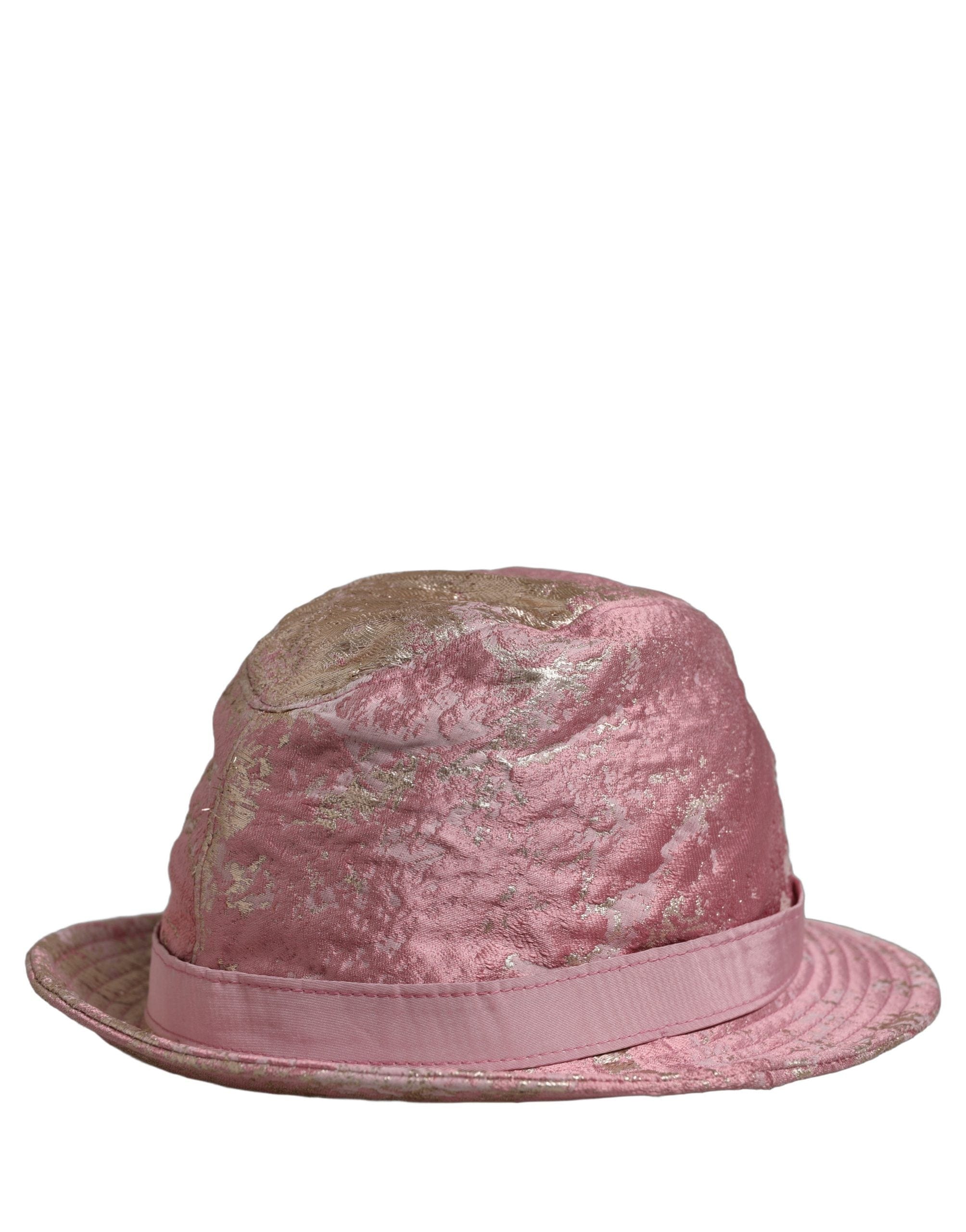 Dolce & Gabbana Pink Metallic Jacquard Pattern Bucket Capello Women's Hat