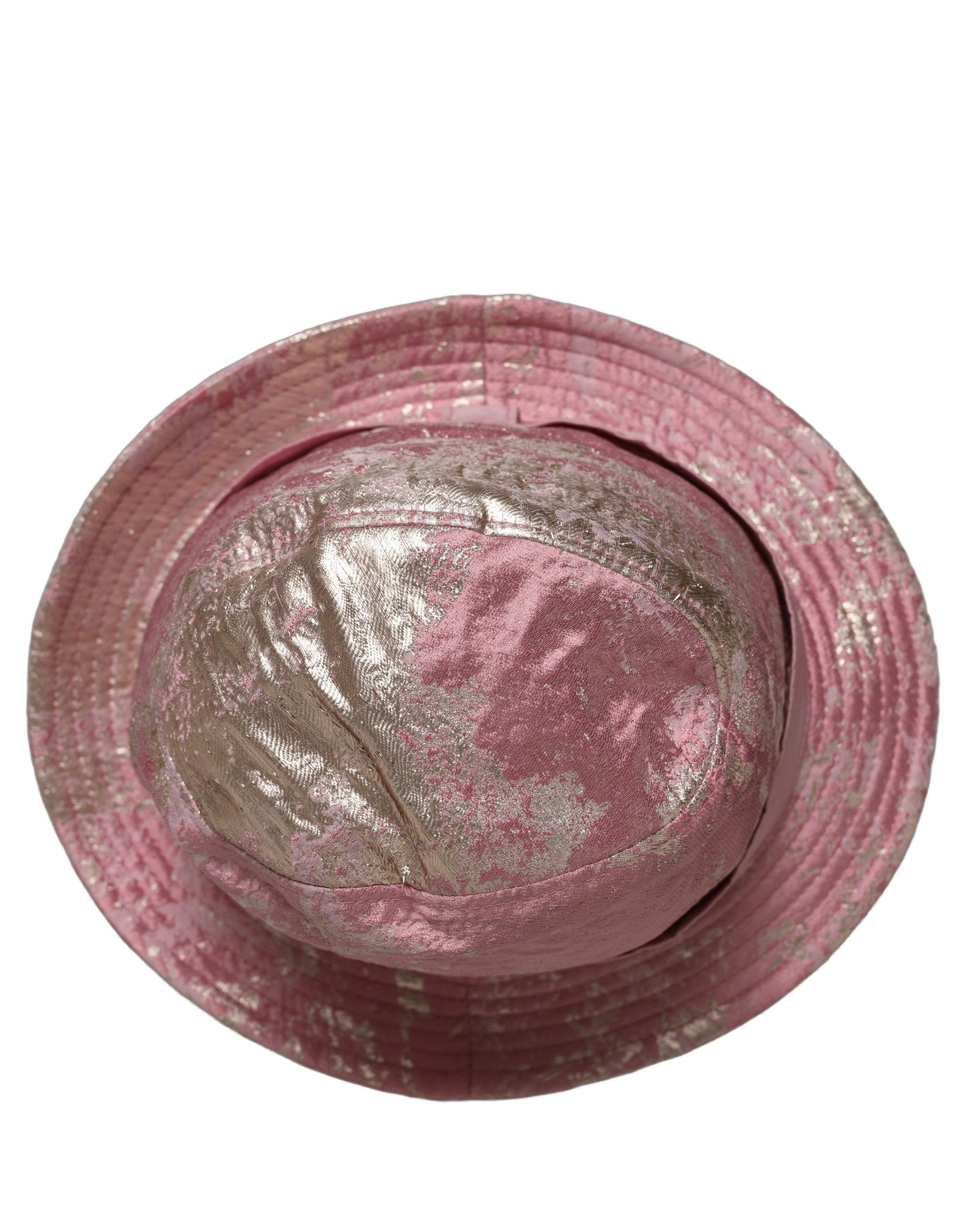Dolce & Gabbana Pink Metallic Jacquard Pattern Bucket Capello Women's Hat