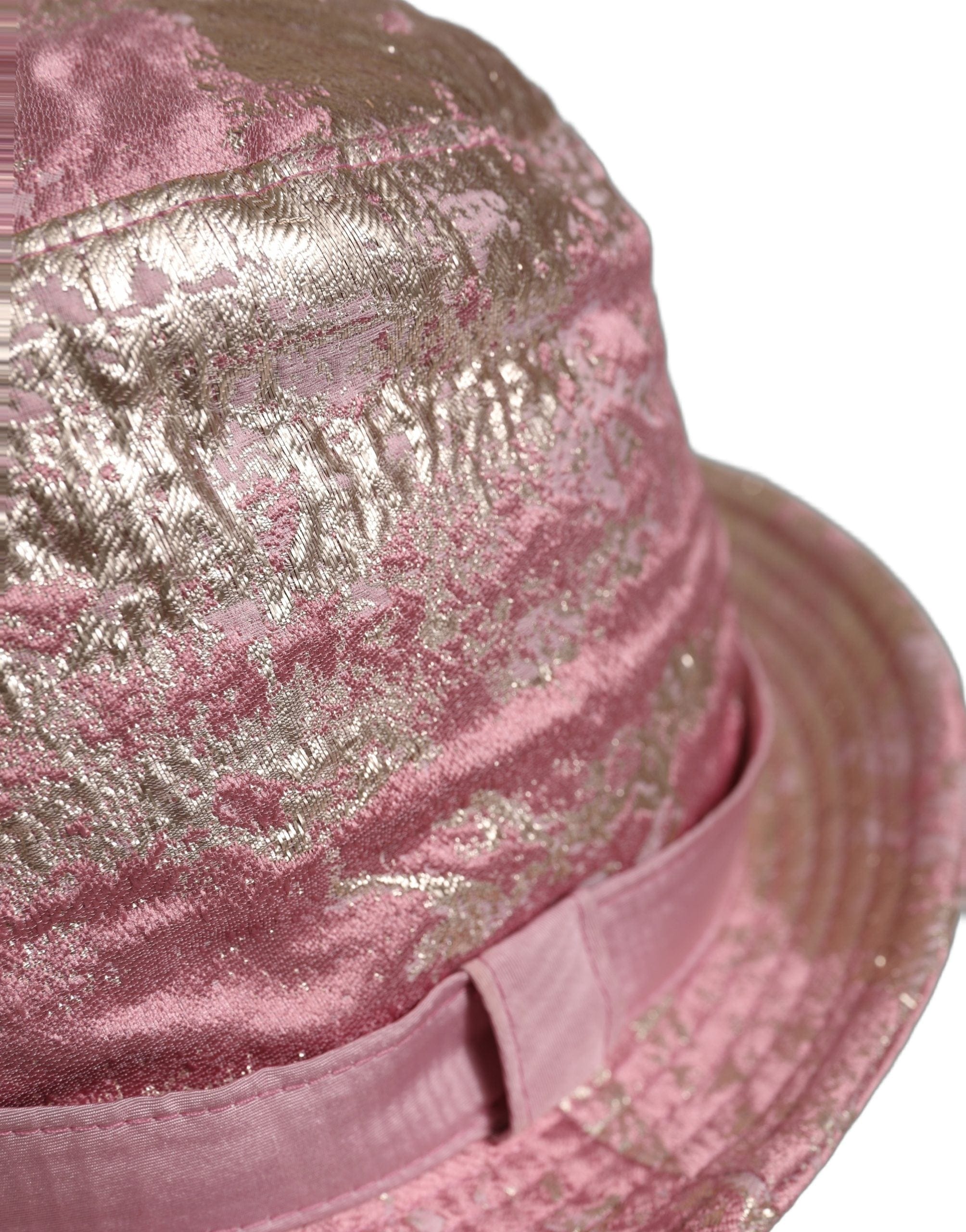 Dolce & Gabbana Pink Metallic Jacquard Pattern Bucket Capello Women's Hat