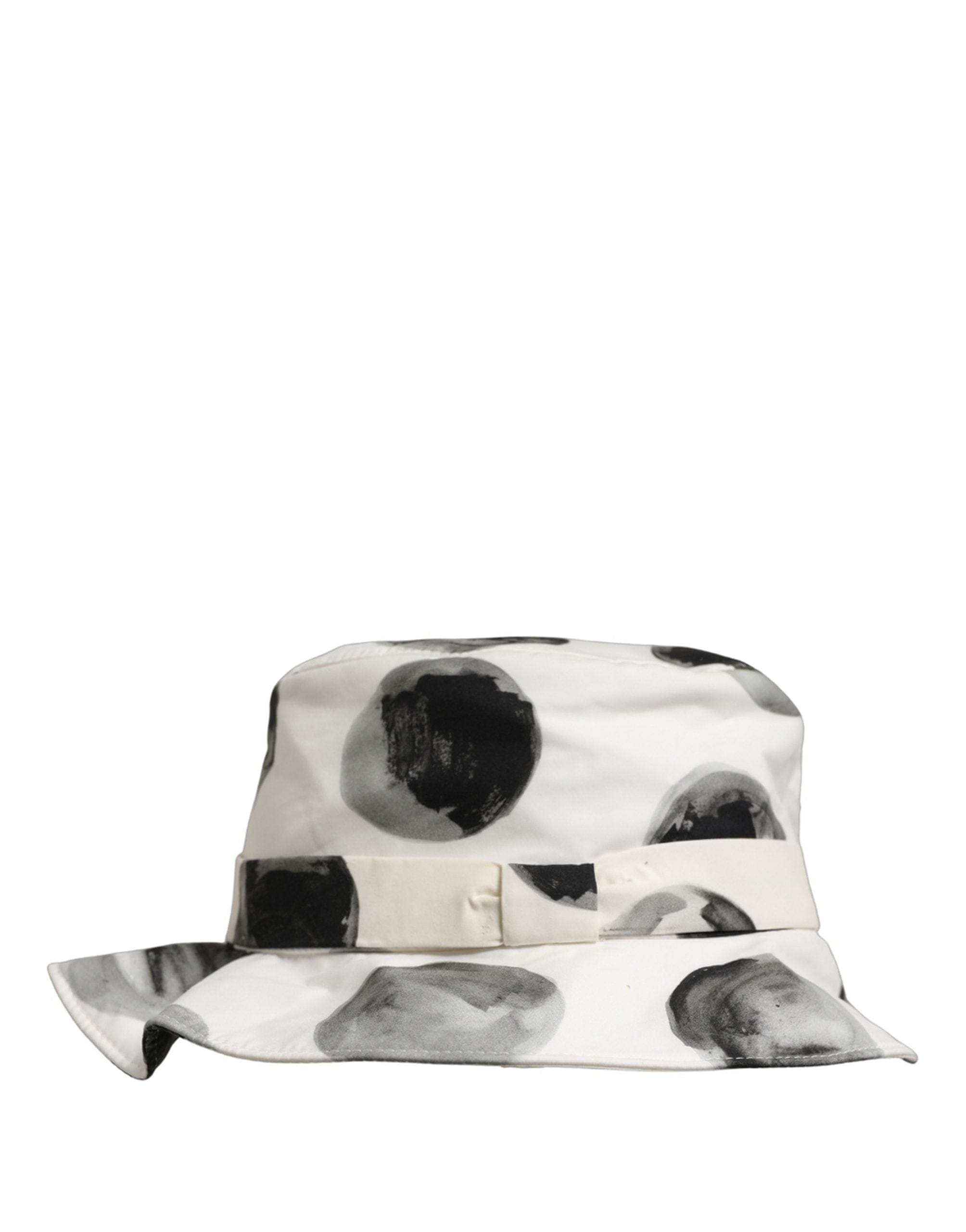 Dolce & Gabbana White Cotton Big Polka Dot Pattern Bucket Women's Hat