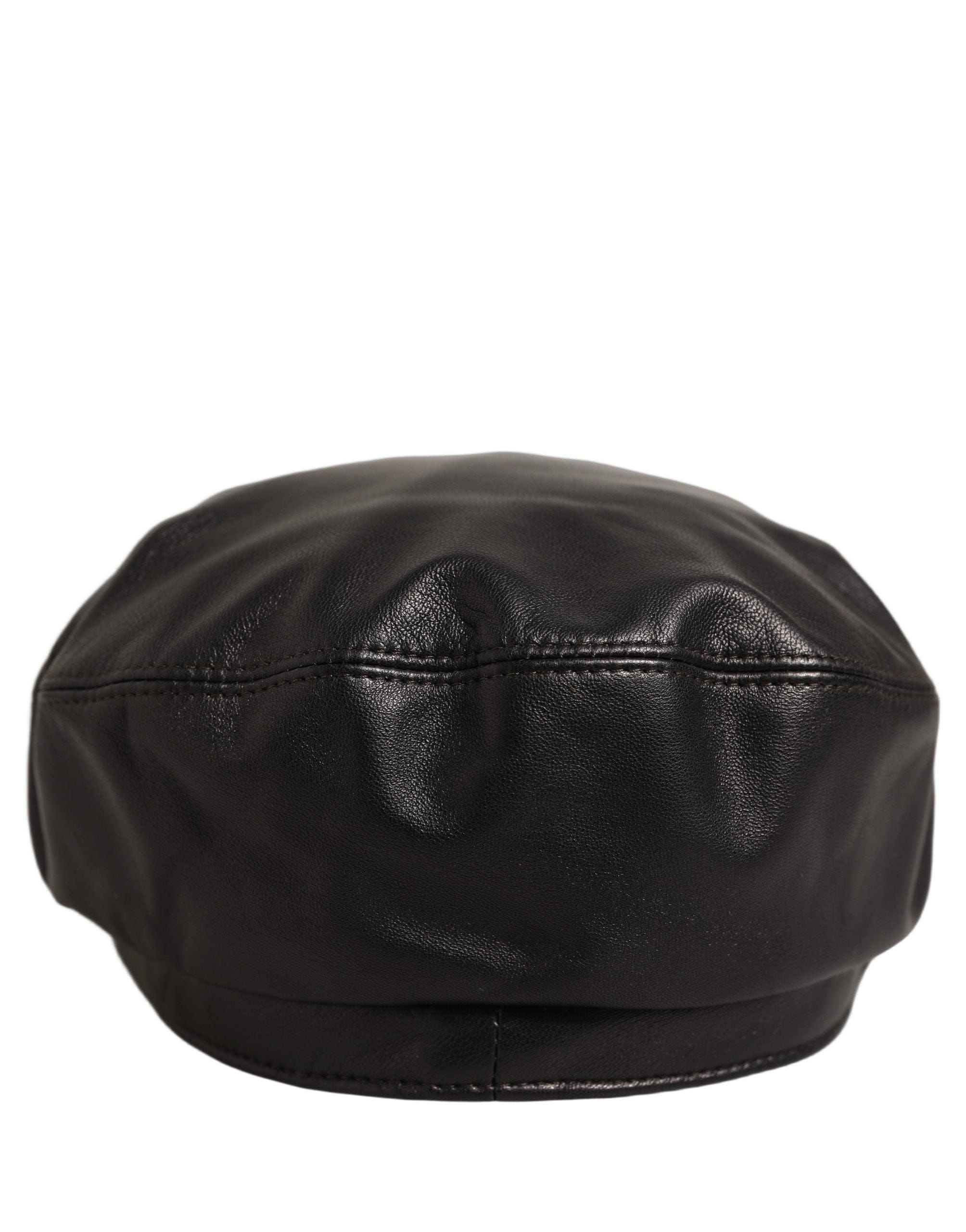 Dolce & Gabbana Black Lambskin Leather Newsboy Capello Women's Hat