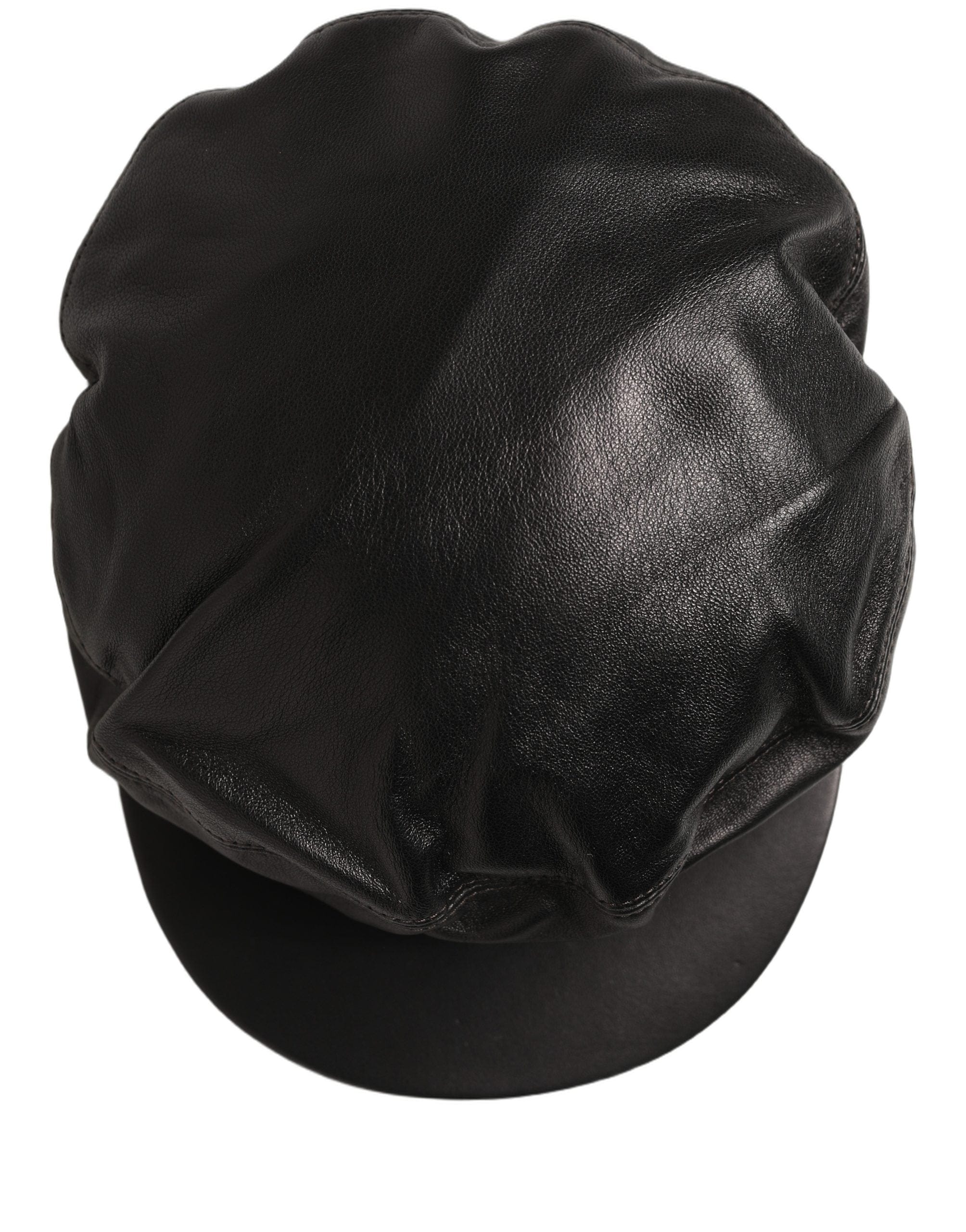 Dolce & Gabbana Black Lambskin Leather Newsboy Capello Women's Hat