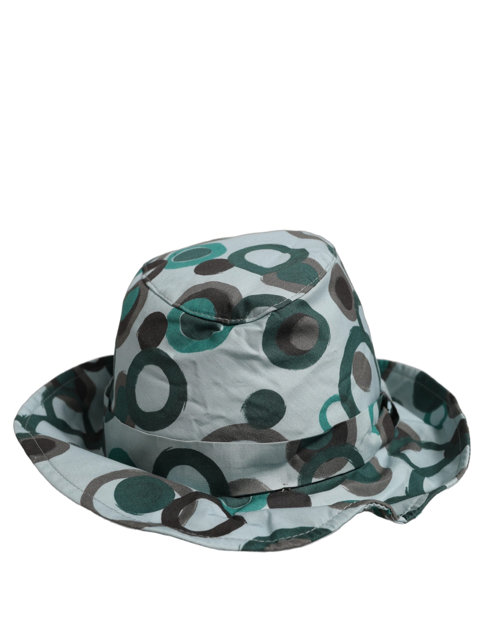 Dolce & Gabbana Teal Cotton Big Polka Dot Pattern Bucket Women's Hat
