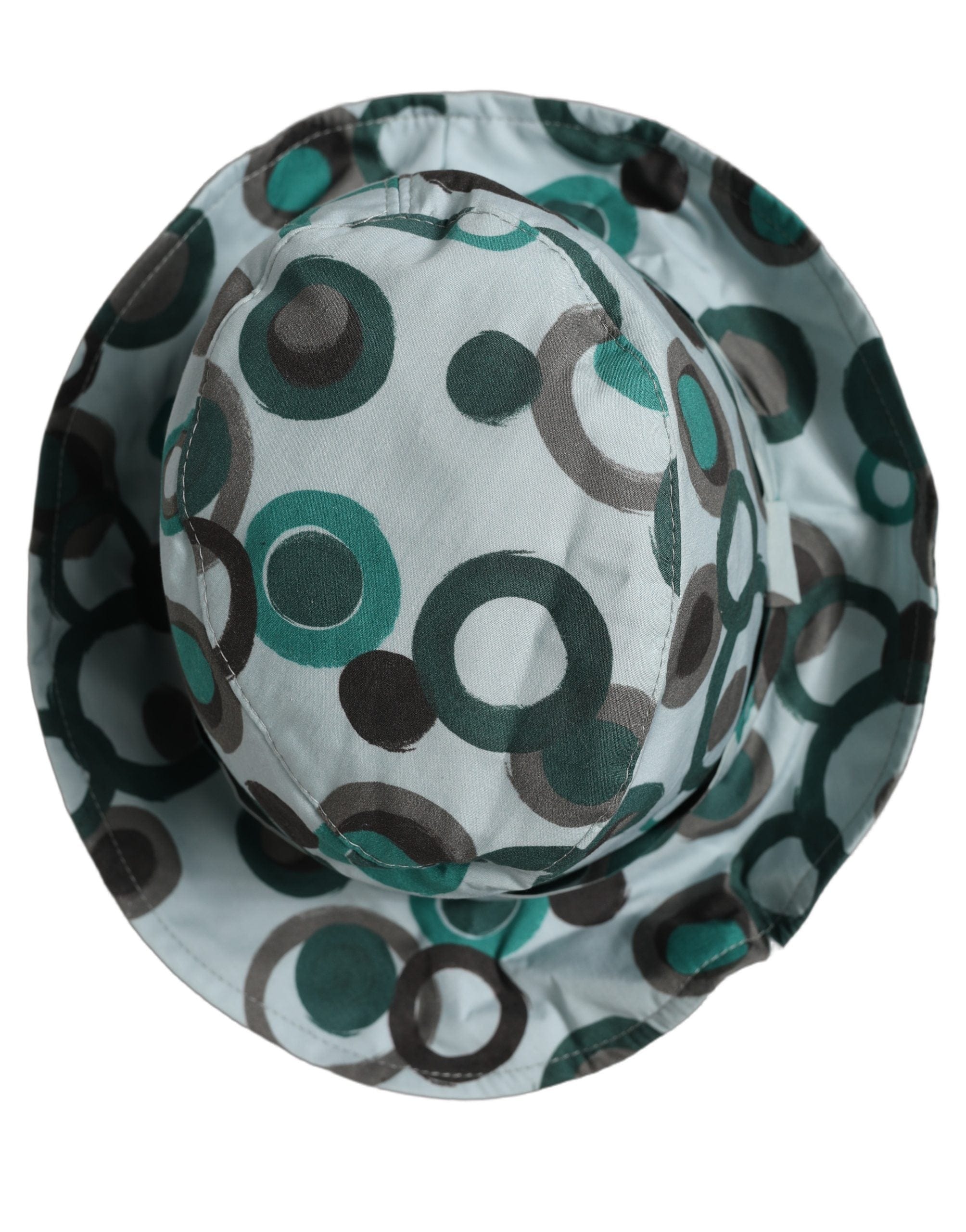 Dolce & Gabbana Teal Cotton Big Polka Dot Pattern Bucket Women's Hat