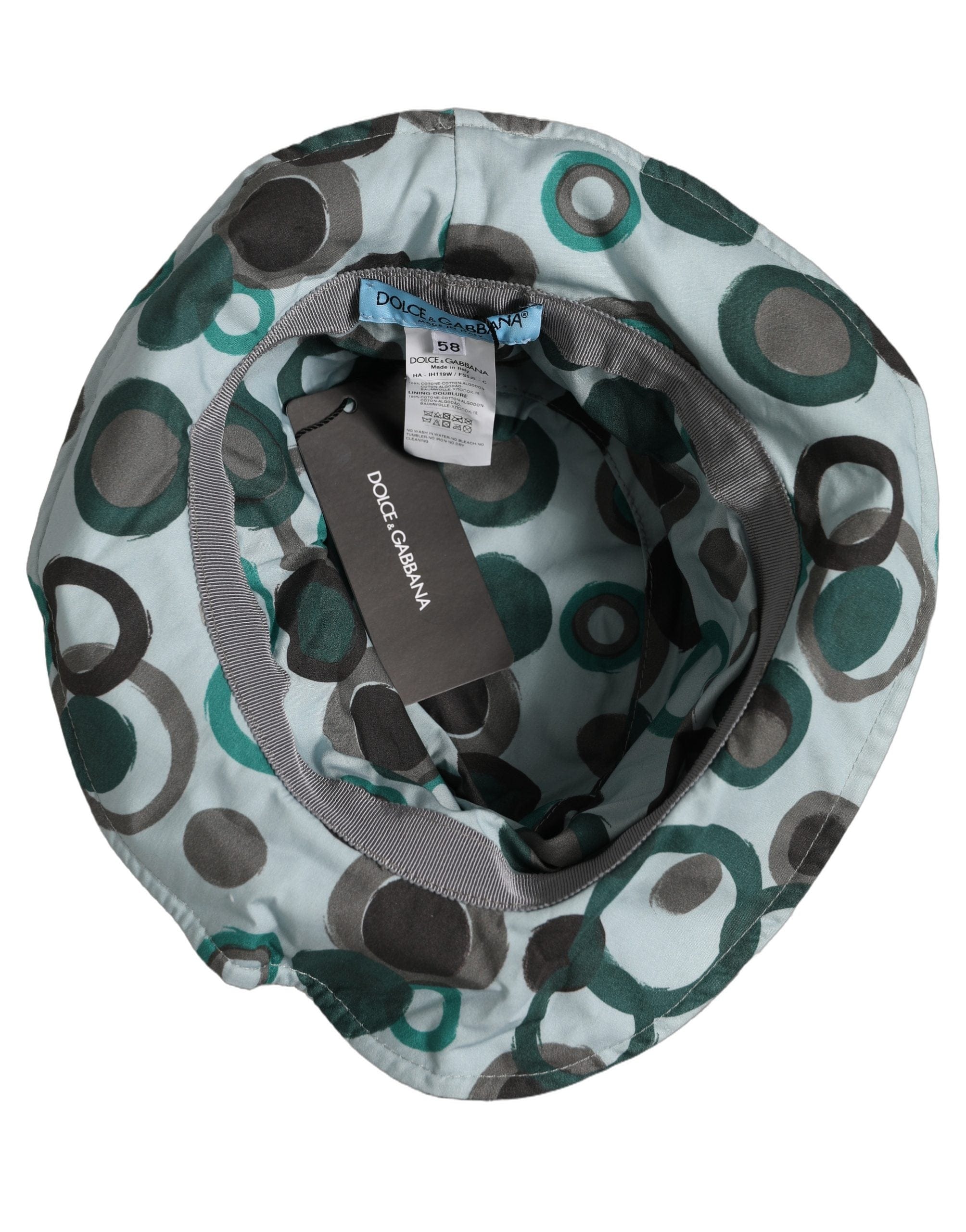 Dolce & Gabbana Teal Cotton Big Polka Dot Pattern Bucket Women's Hat
