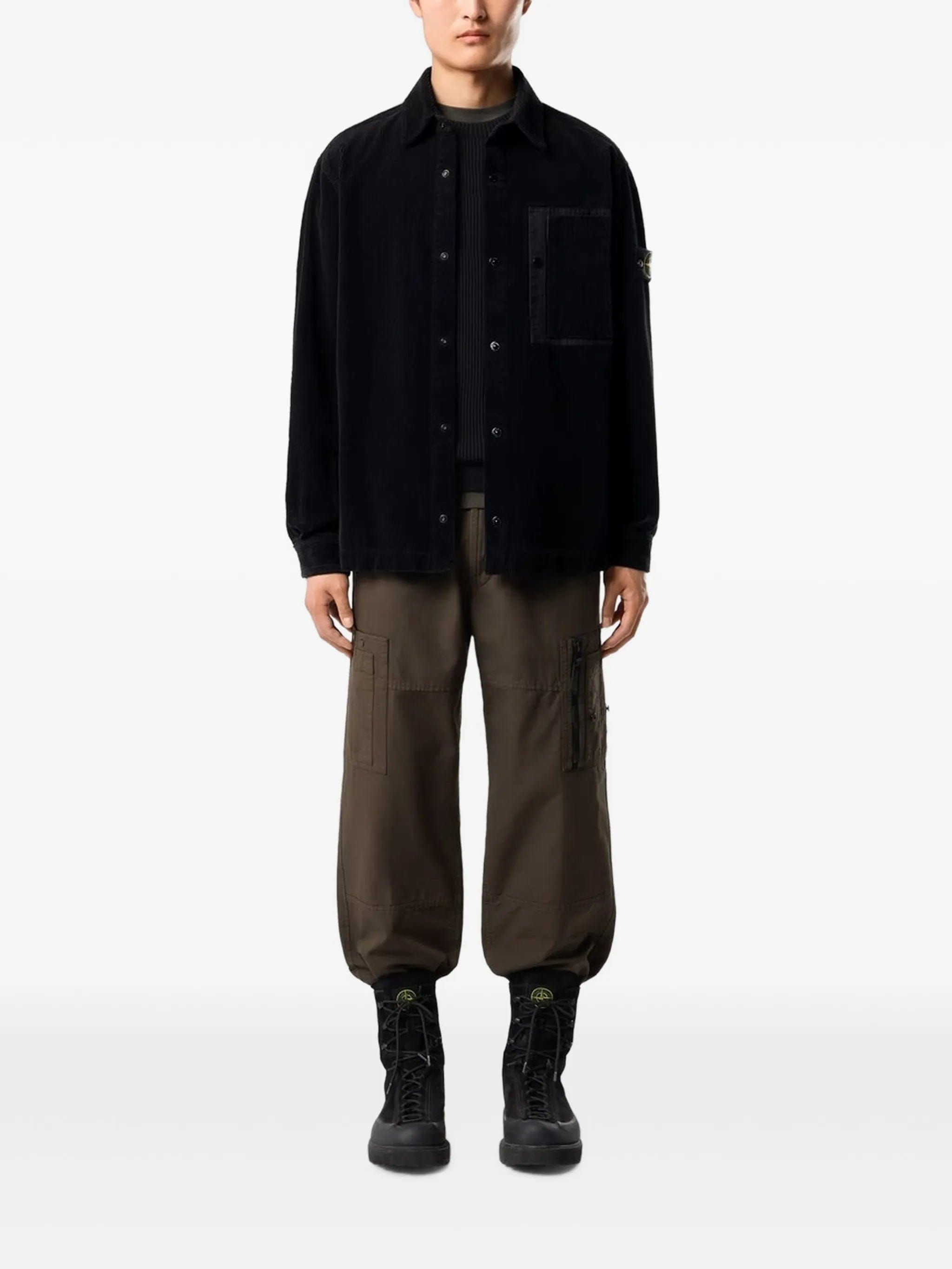 Stone Island corduroy - texture chest - pocket shirt