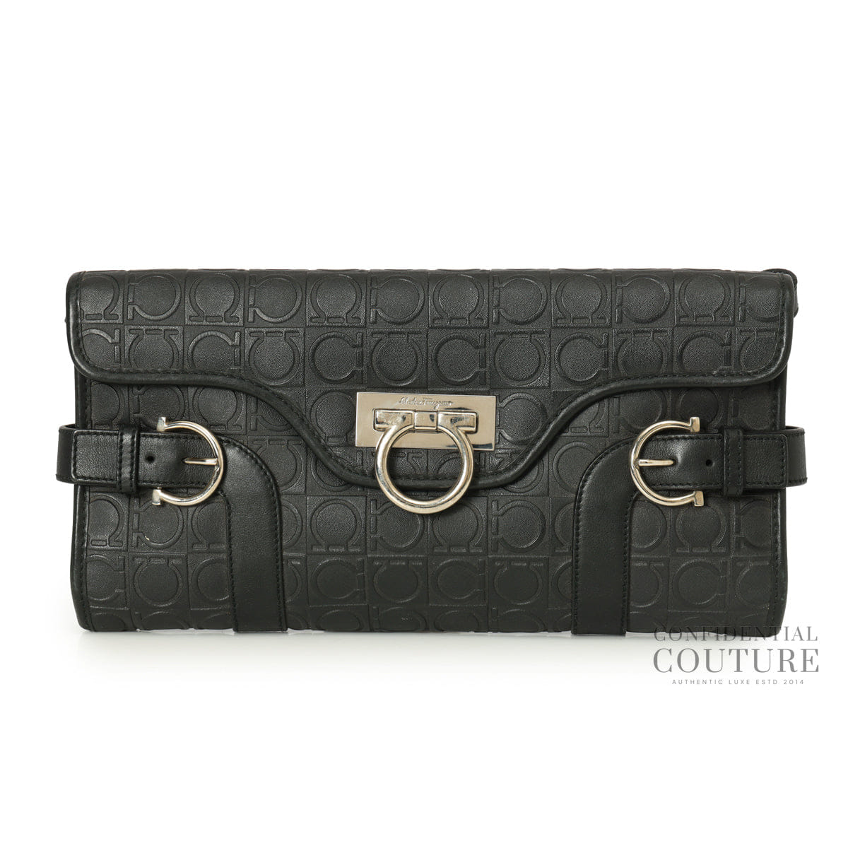 Salvatore Ferragamo Gancini Black Monogram Shoulder Bag