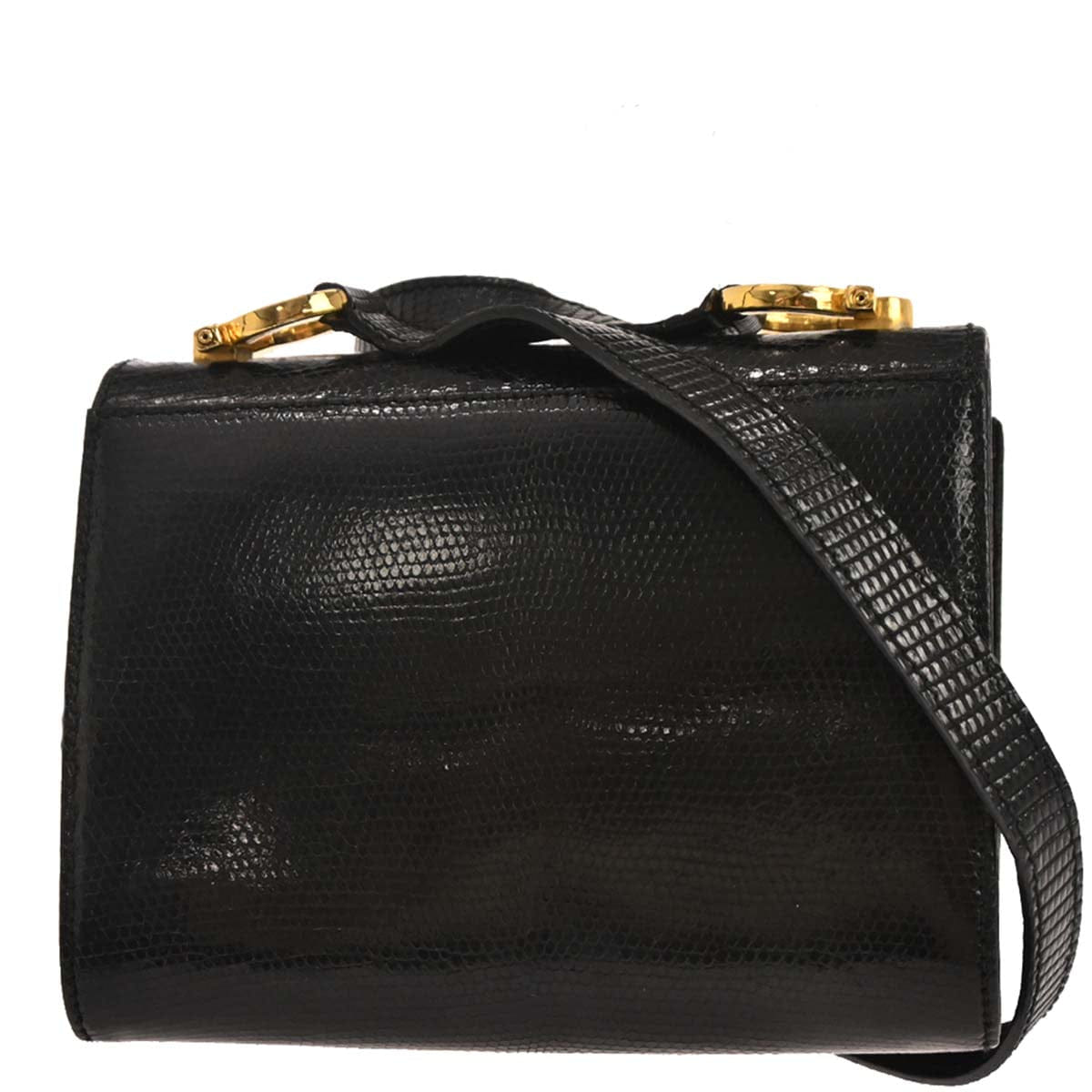 Salvatore Ferragamo Black Leather Gancini Shoulder Bag