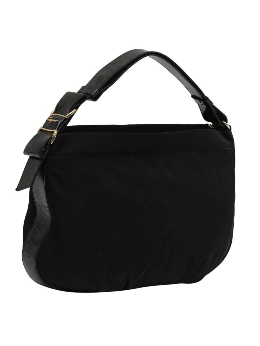 Salvatore Ferragamo Black Vara Nylon Shoulder Bag