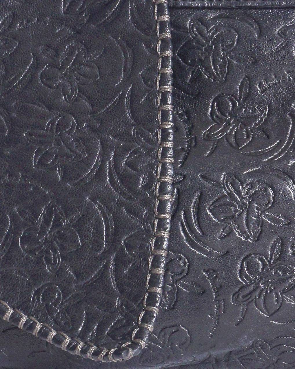Salvatore Ferragamo Embossed Floral Leather Shoulder Bag
