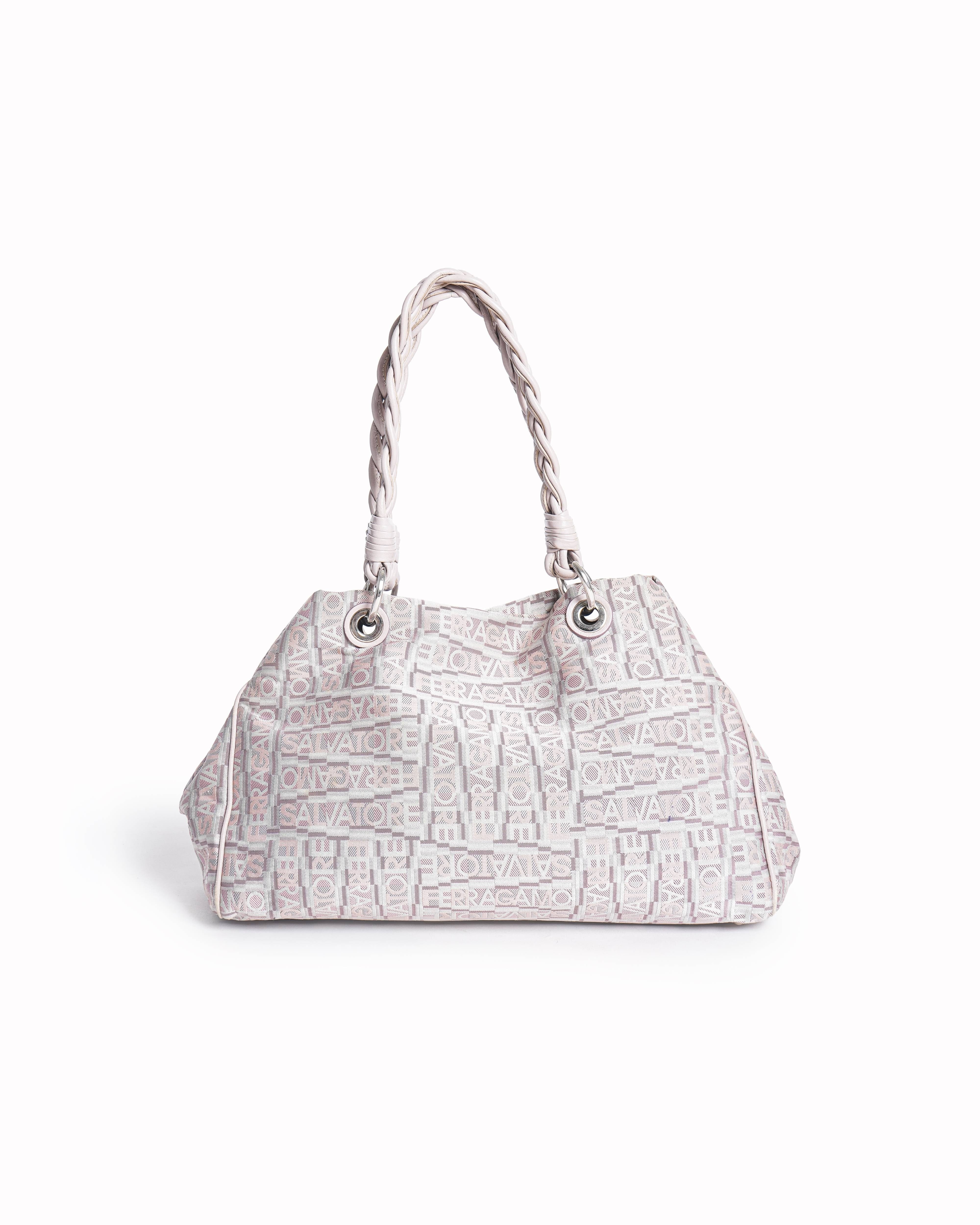Salvatore Ferragamo Pink Logo Medium Shoulder Bag