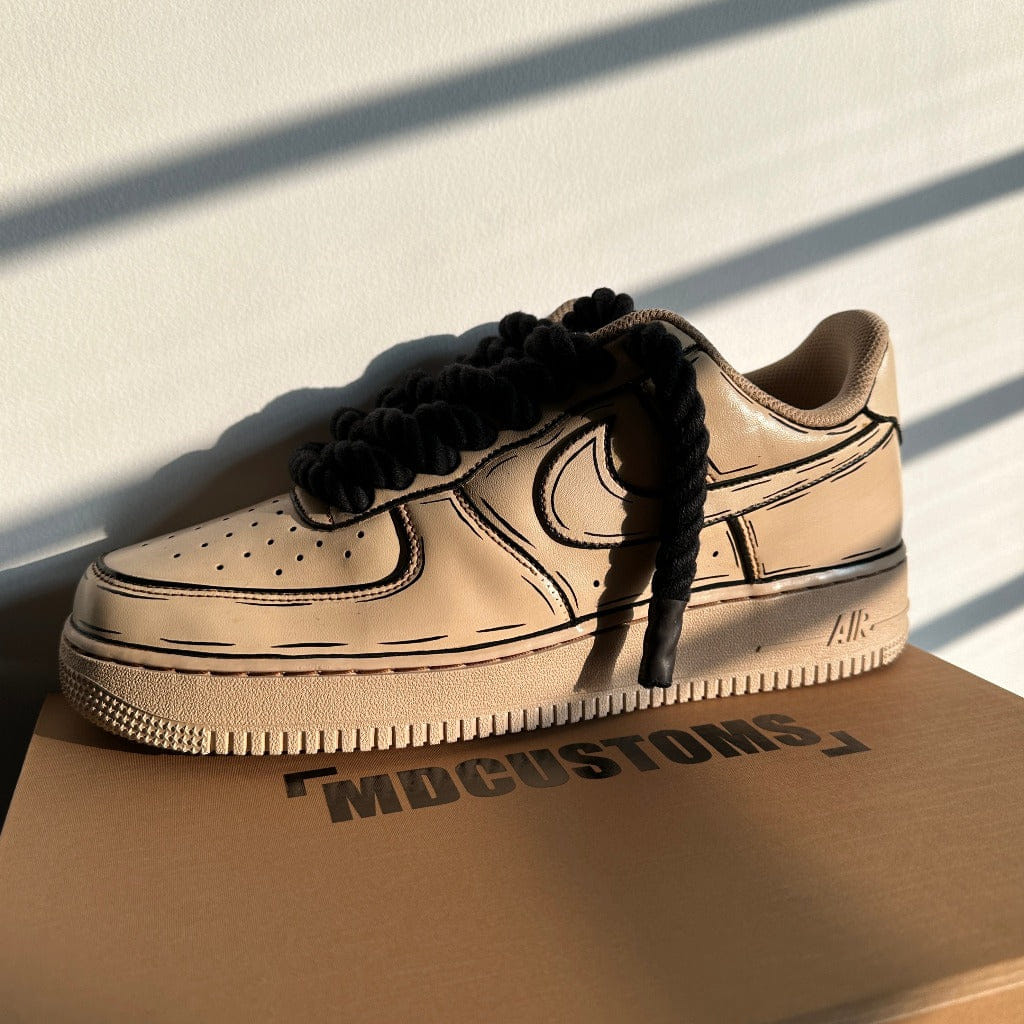 Mdcustoms COFFEE BLACK DASH AF1 (BLACK ROPE)