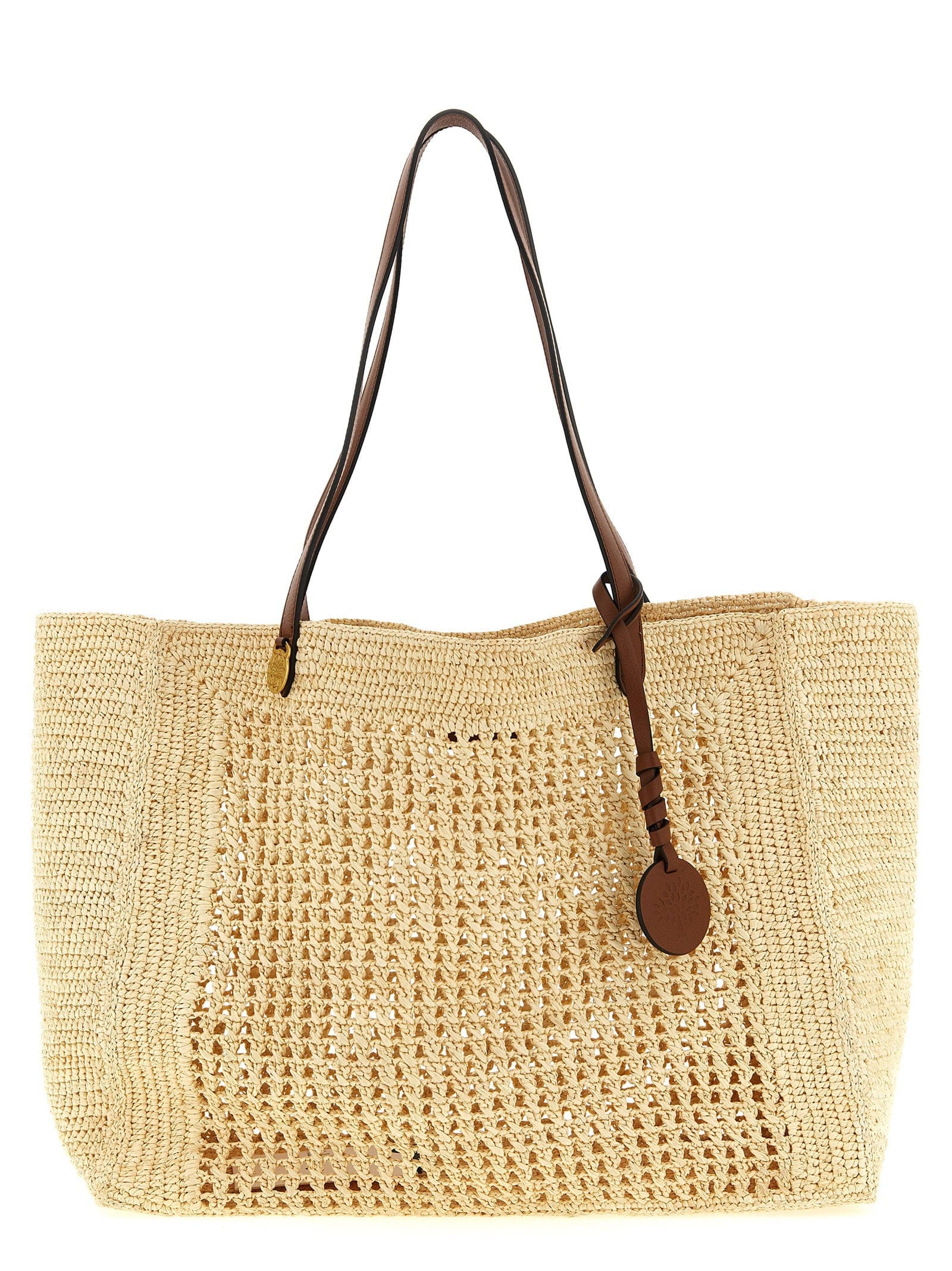 Mulberry Raffia Crochet Tote Bag — Natural