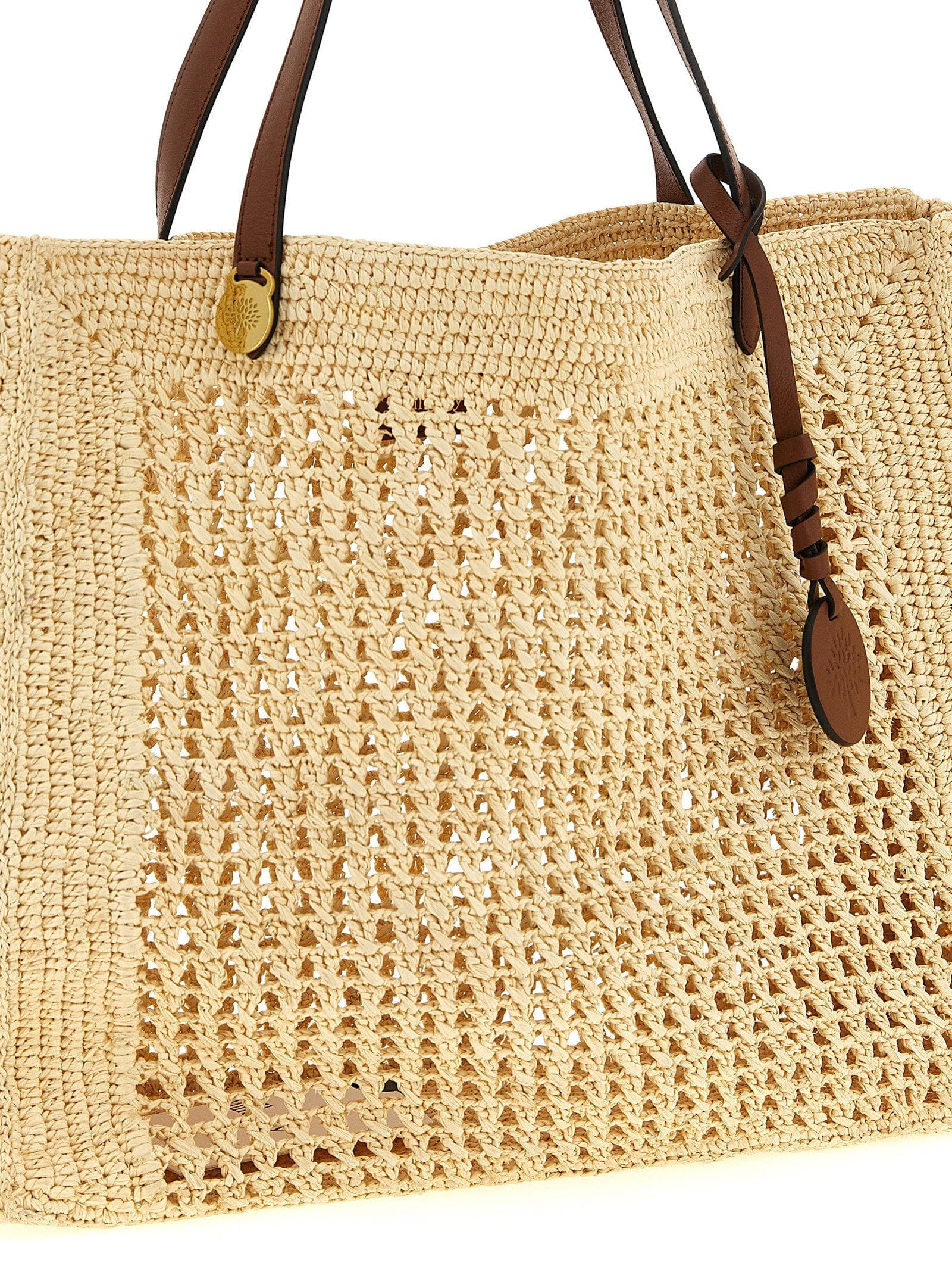 Mulberry Raffia Crochet Tote Bag — Natural