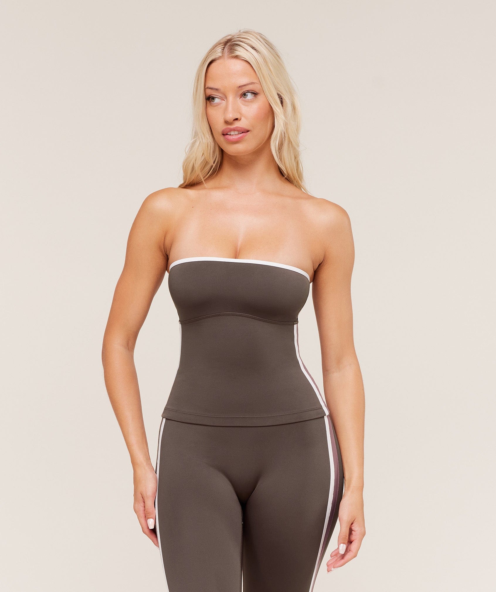 Gymshark Women's Gymshark Piping Bandeau With Shelf Walnut Brown