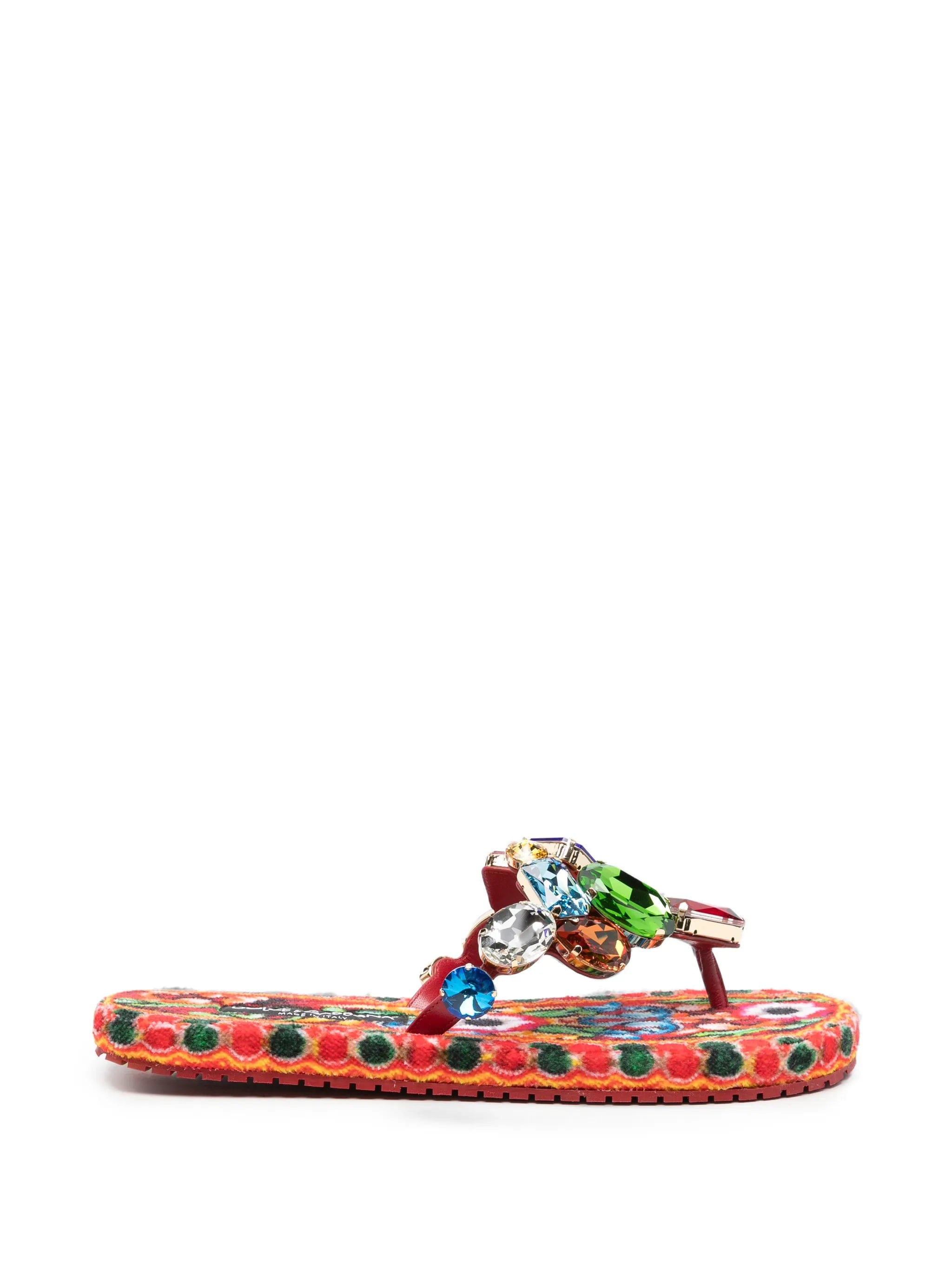 Dolce & Gabbana embellished Carretto - print sandals