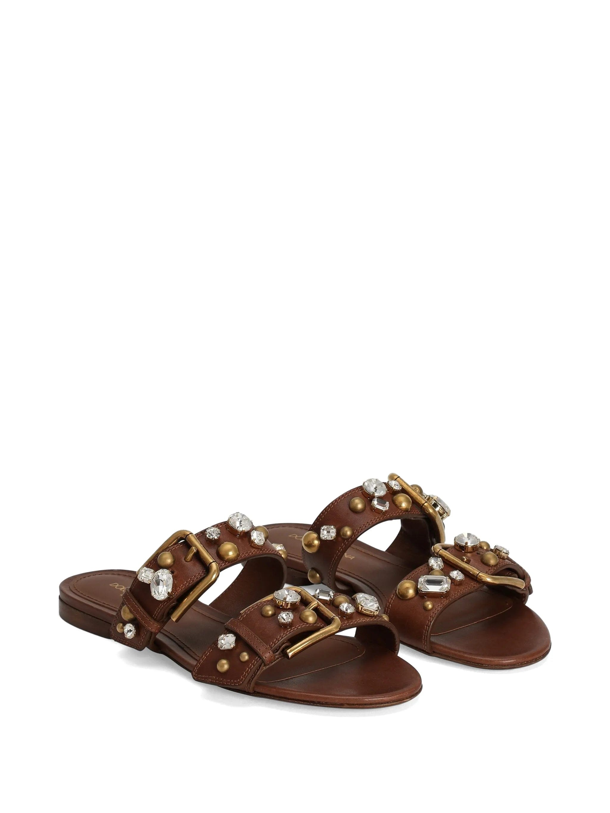 Dolce & Gabbana cowhide embellished flat slippers
