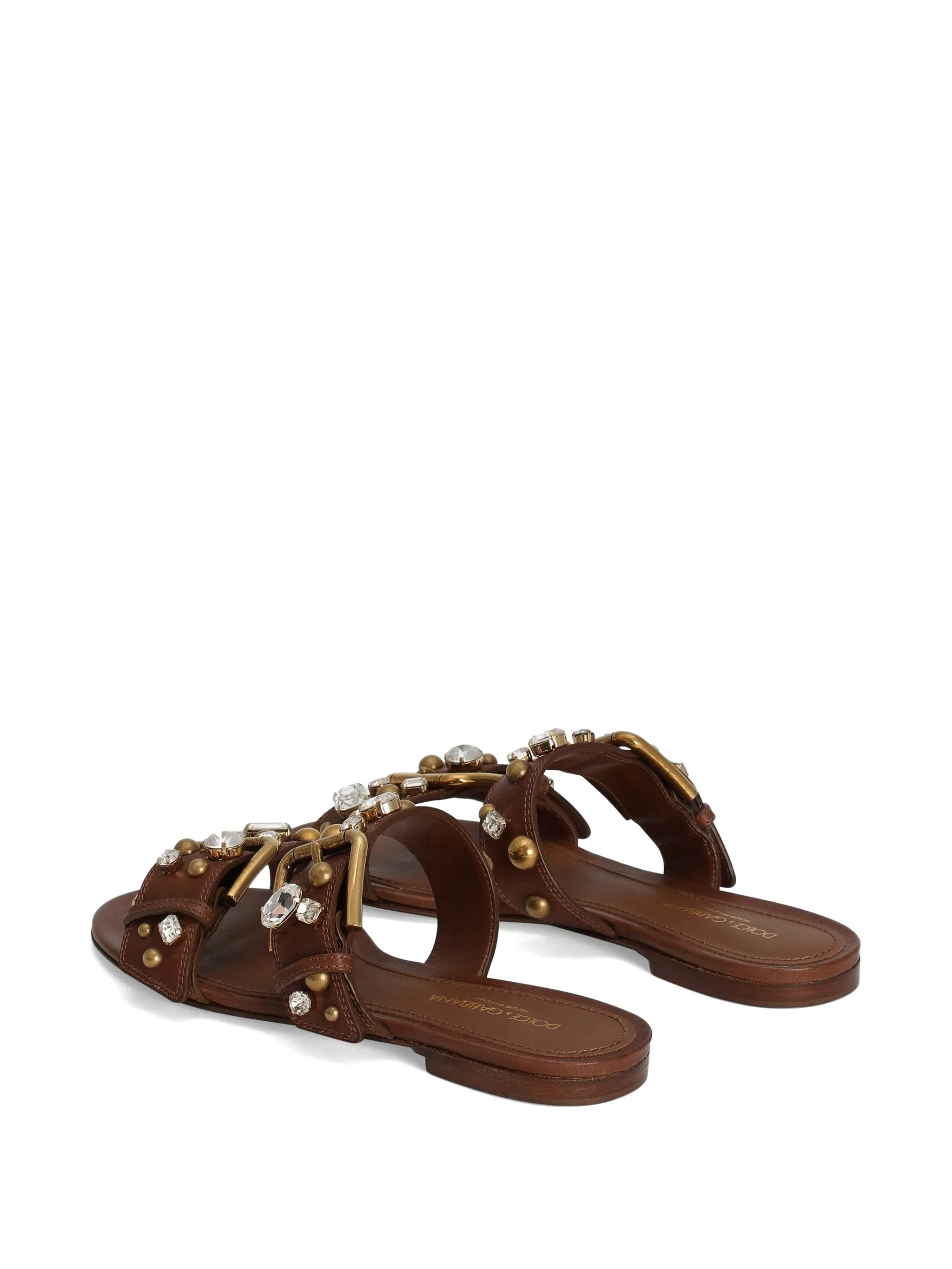 Dolce & Gabbana cowhide embellished flat slippers