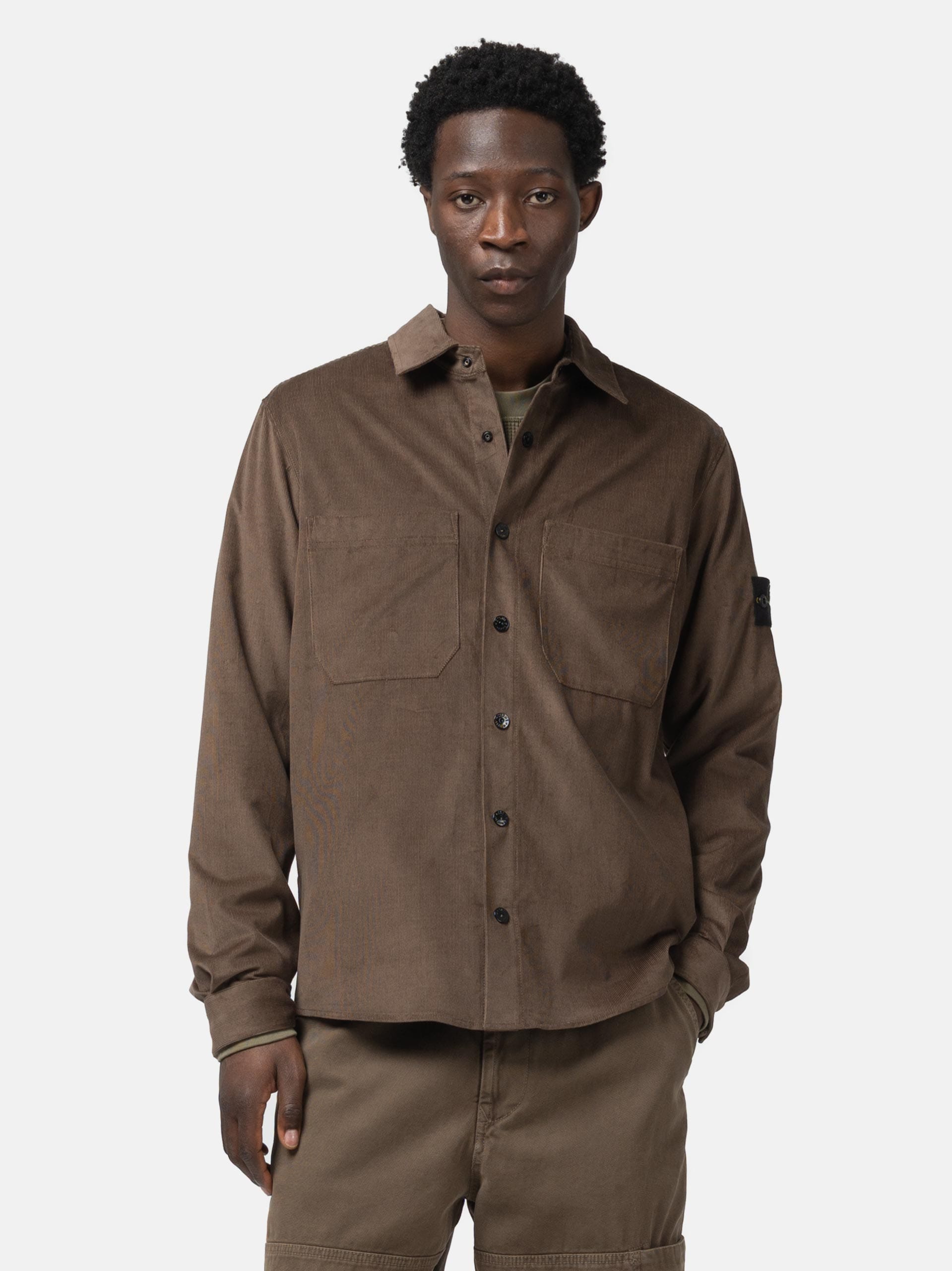 Stone Island Cotton Micro - Corduroy Overshirt Umber