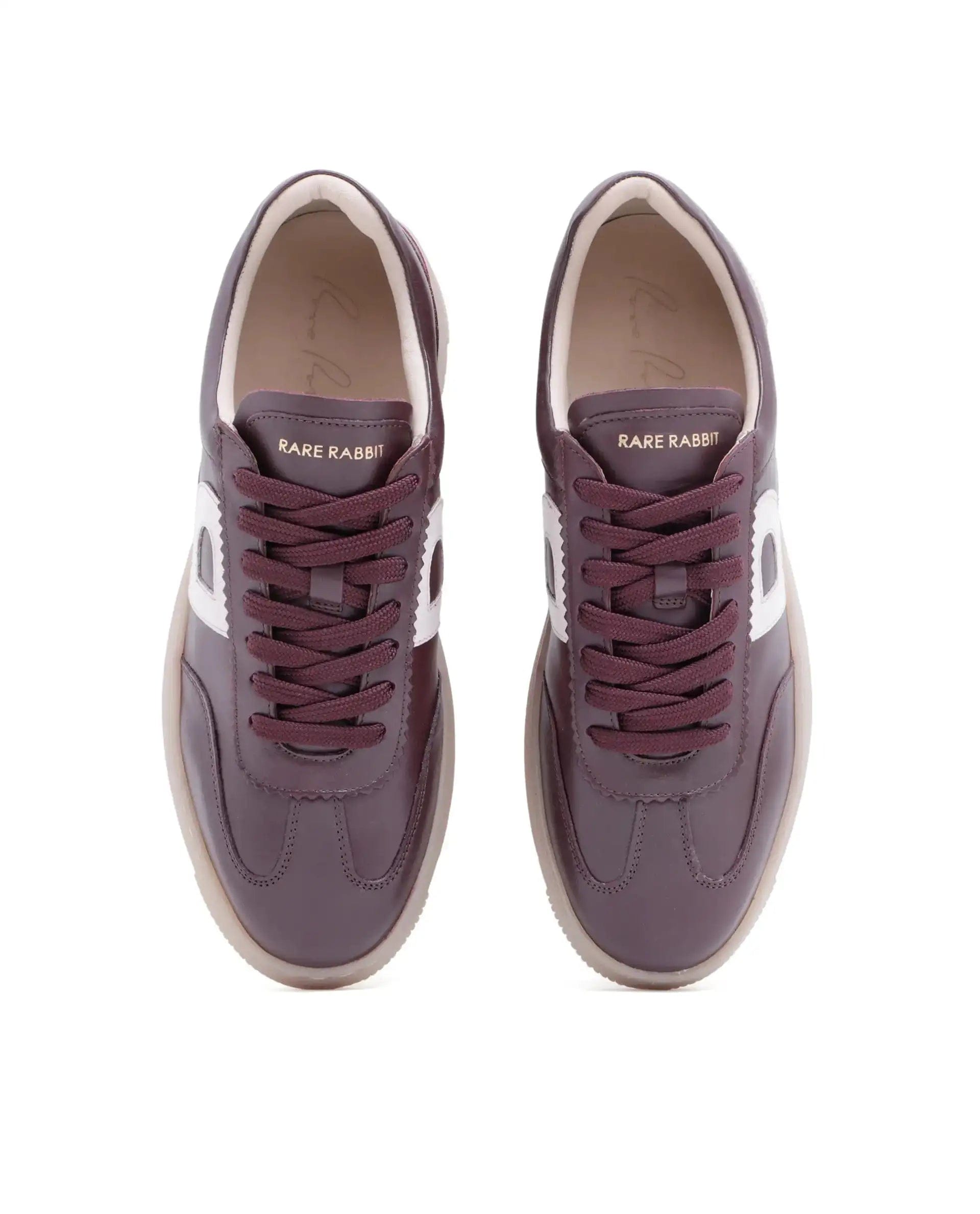 RAREZ Rare Rabbit Men Dorset Pro Burgundy Genuine Leather Shoes Low - Top Lace - Up Dual Tone Sneaker Shoes