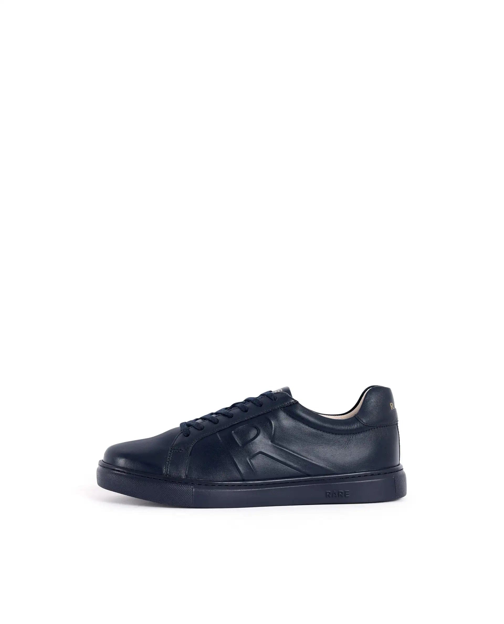 RAREZ Rare Rabbit Men's Odessa Navy Genuine Leather Round Toe Low - Top Lace - Up Monochromatic Sneaker