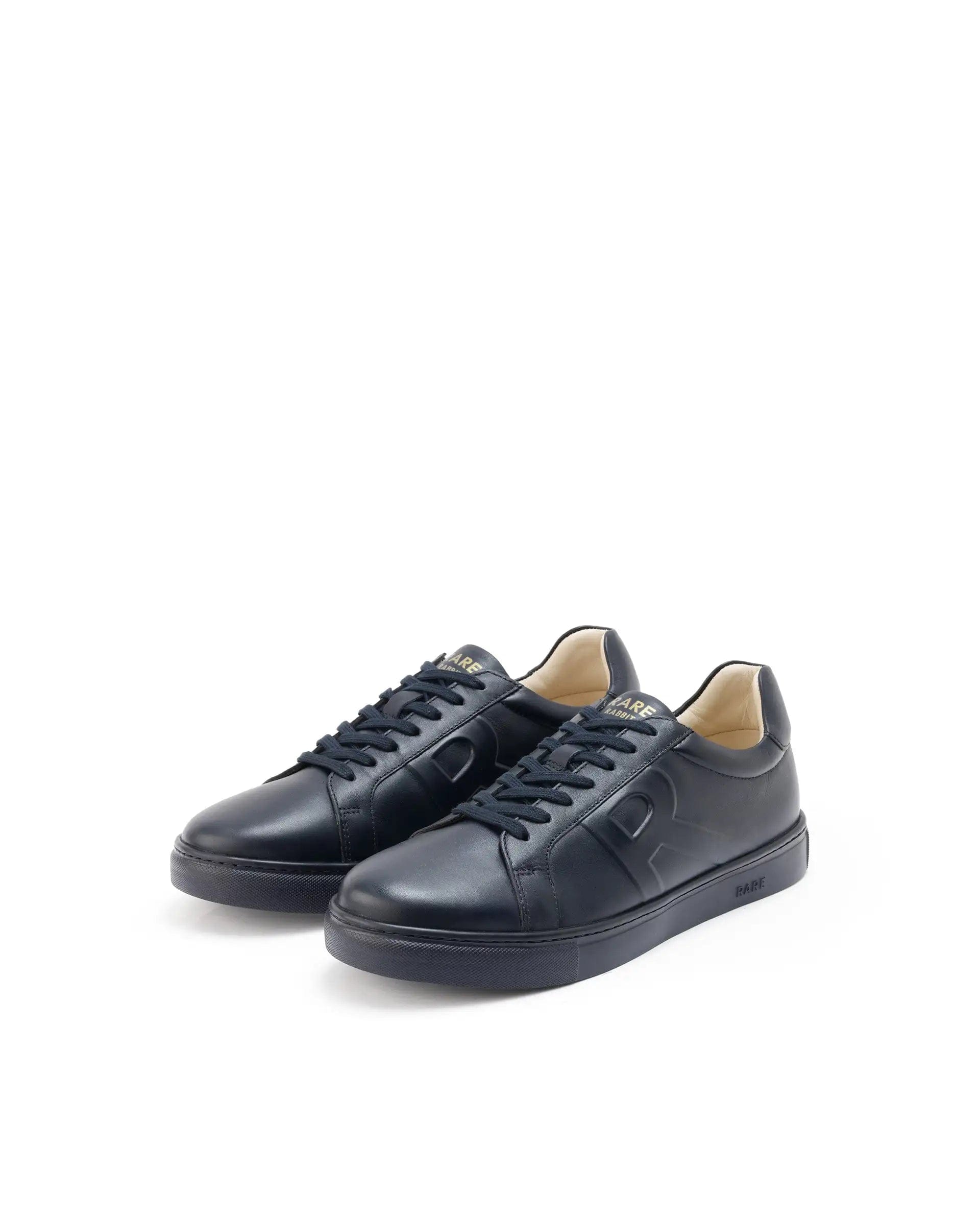 RAREZ Rare Rabbit Men's Odessa Navy Genuine Leather Round Toe Low - Top Lace - Up Monochromatic Sneaker