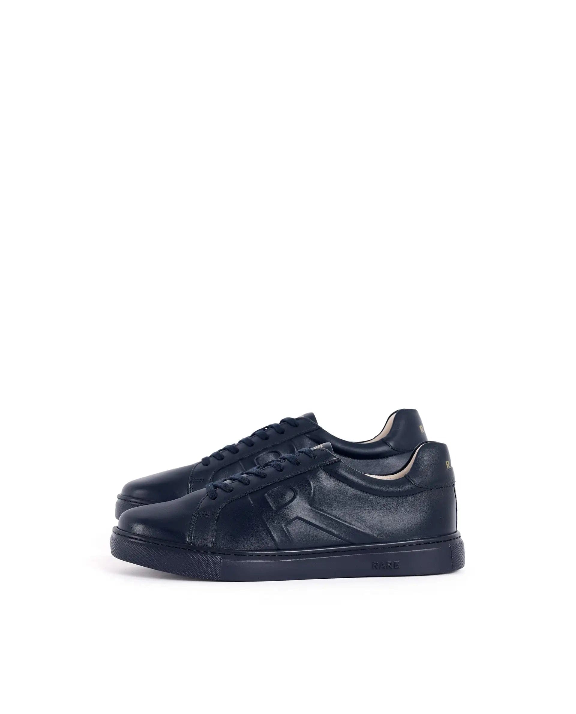 RAREZ Rare Rabbit Men's Odessa Navy Genuine Leather Round Toe Low - Top Lace - Up Monochromatic Sneaker