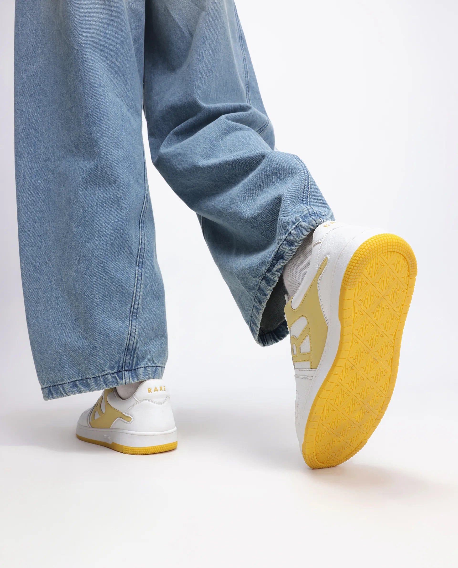 RAREZ Rare Rabbit Men's Phantom Yellow Micro Fiber Navy Causal Sneaker