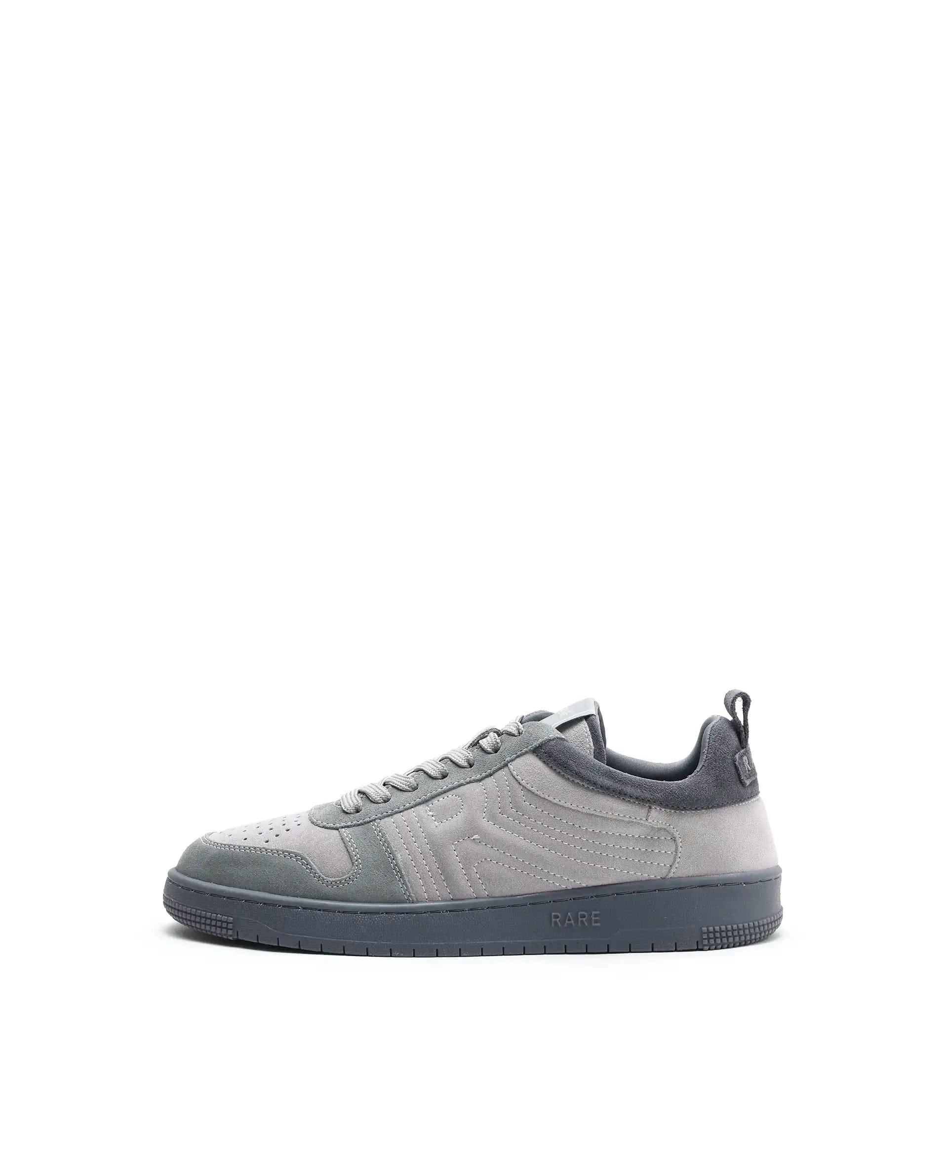 Rarez Men's Banes Light Grey Genuine Suede Leather Low - Top Lace Up Sneaker Shoes
