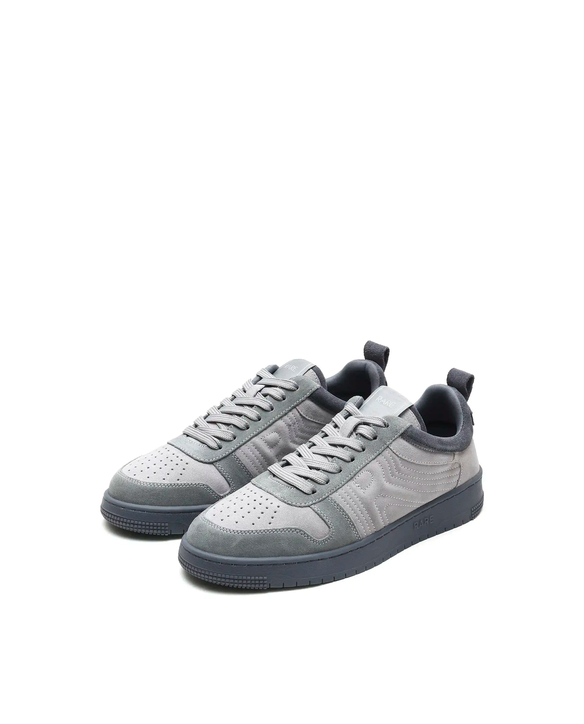 Rarez Men's Banes Light Grey Genuine Suede Leather Low - Top Lace Up Sneaker Shoes
